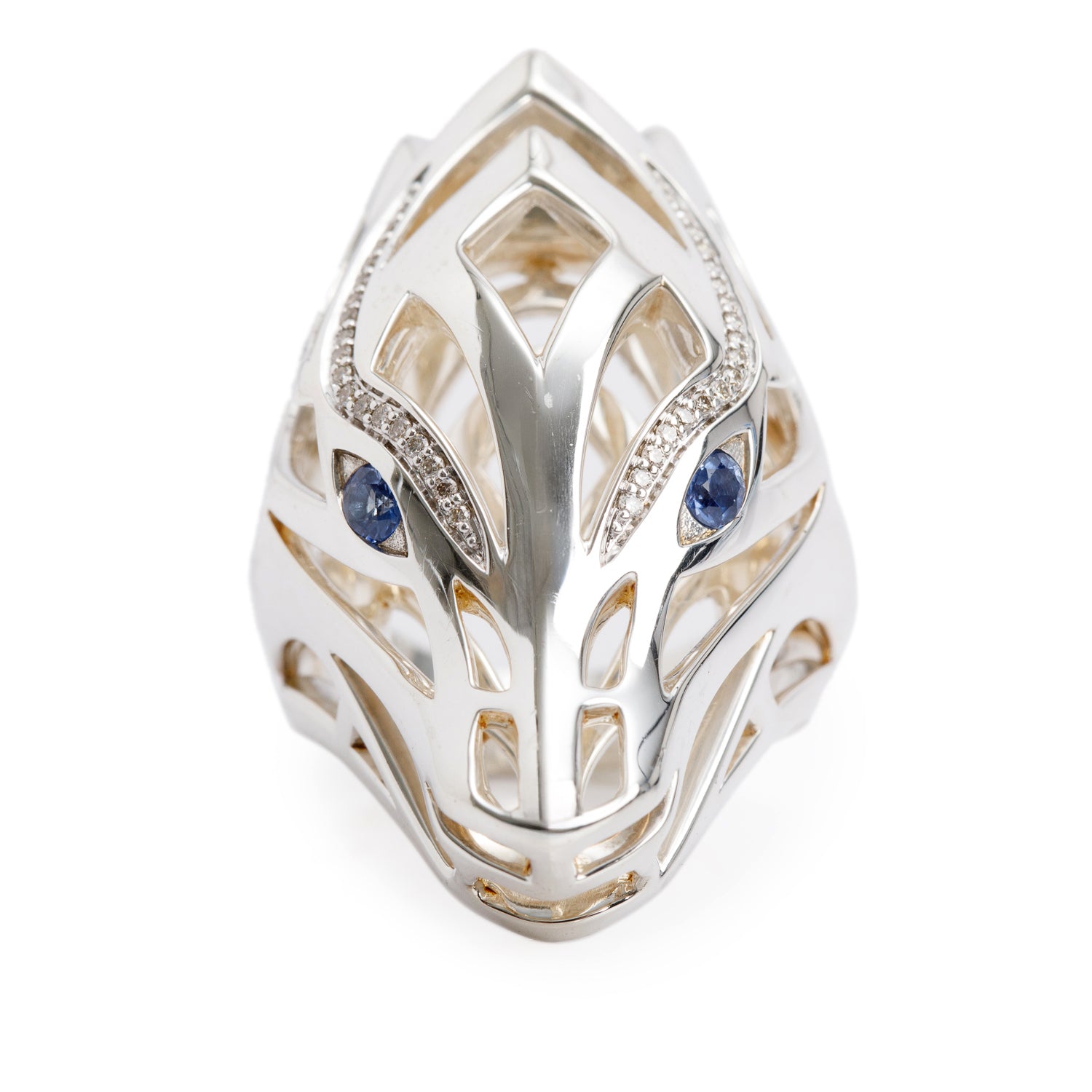 John Hardy Sterling Silver Diamond & Sapphire Naga Saddle Ring, Size 6