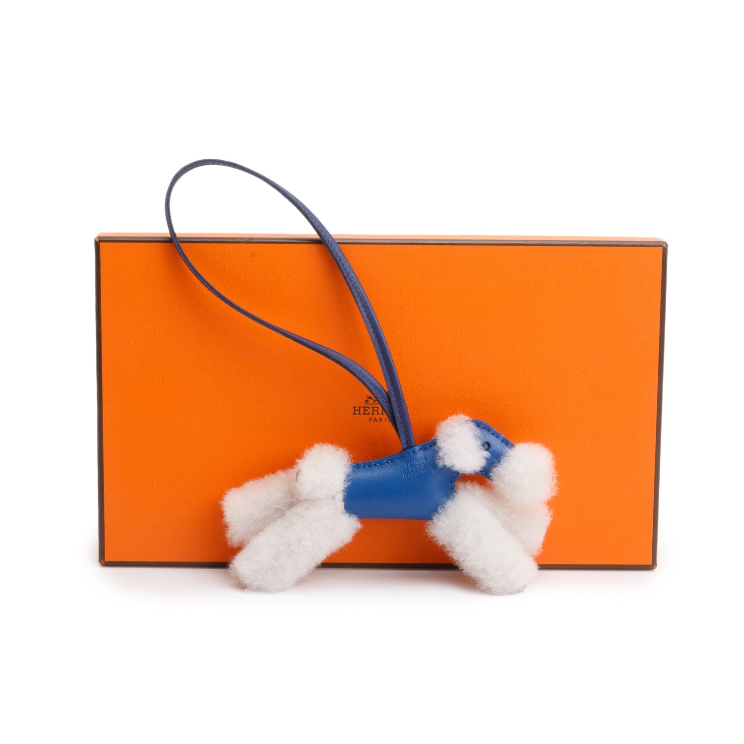 Hermes 2022 Bleu France/Bleu Saphir Milo Lambskin Shearling Budy Charm w/ Box