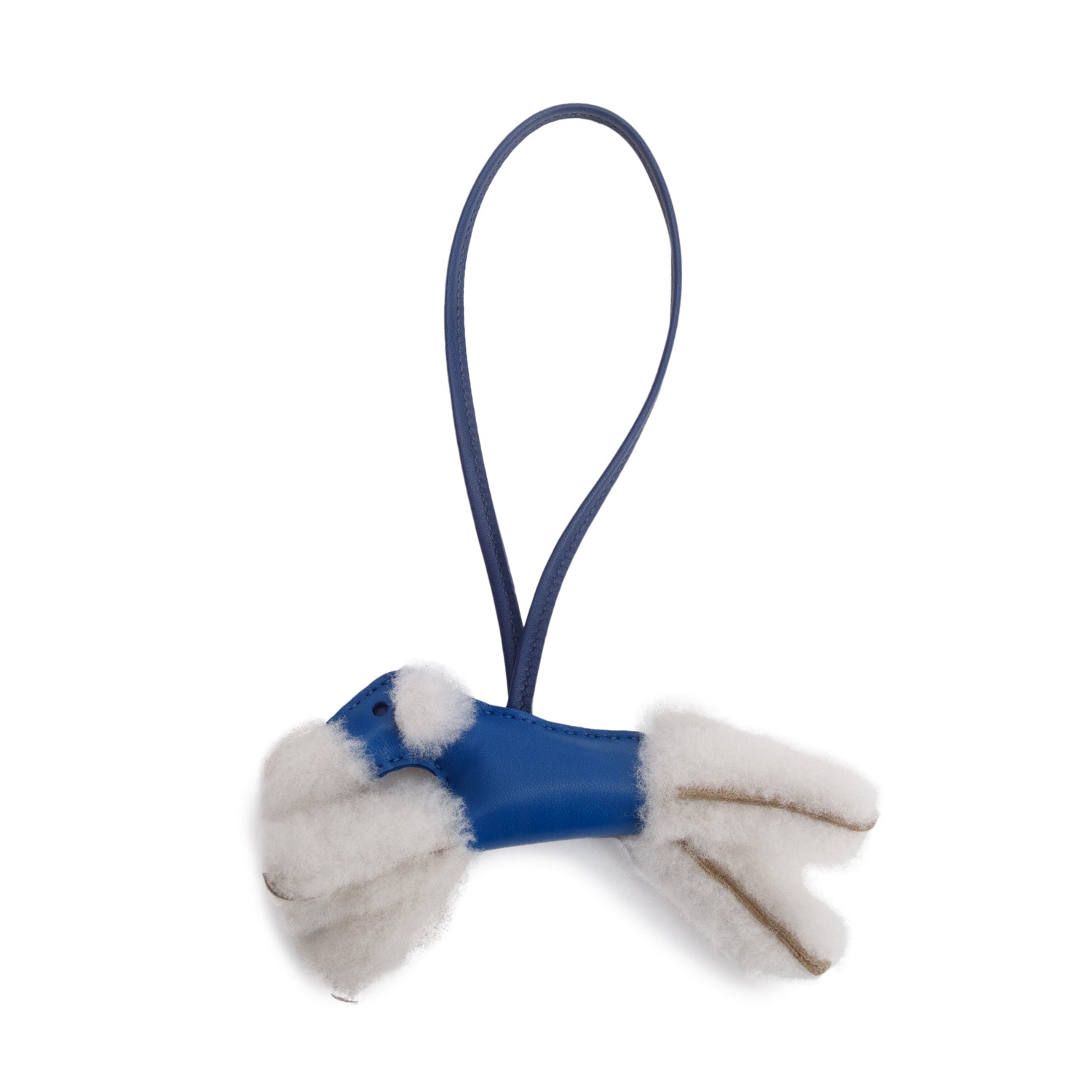 Hermes 2022 Bleu France/Bleu Saphir Milo Lambskin Shearling Budy Charm w/ Box