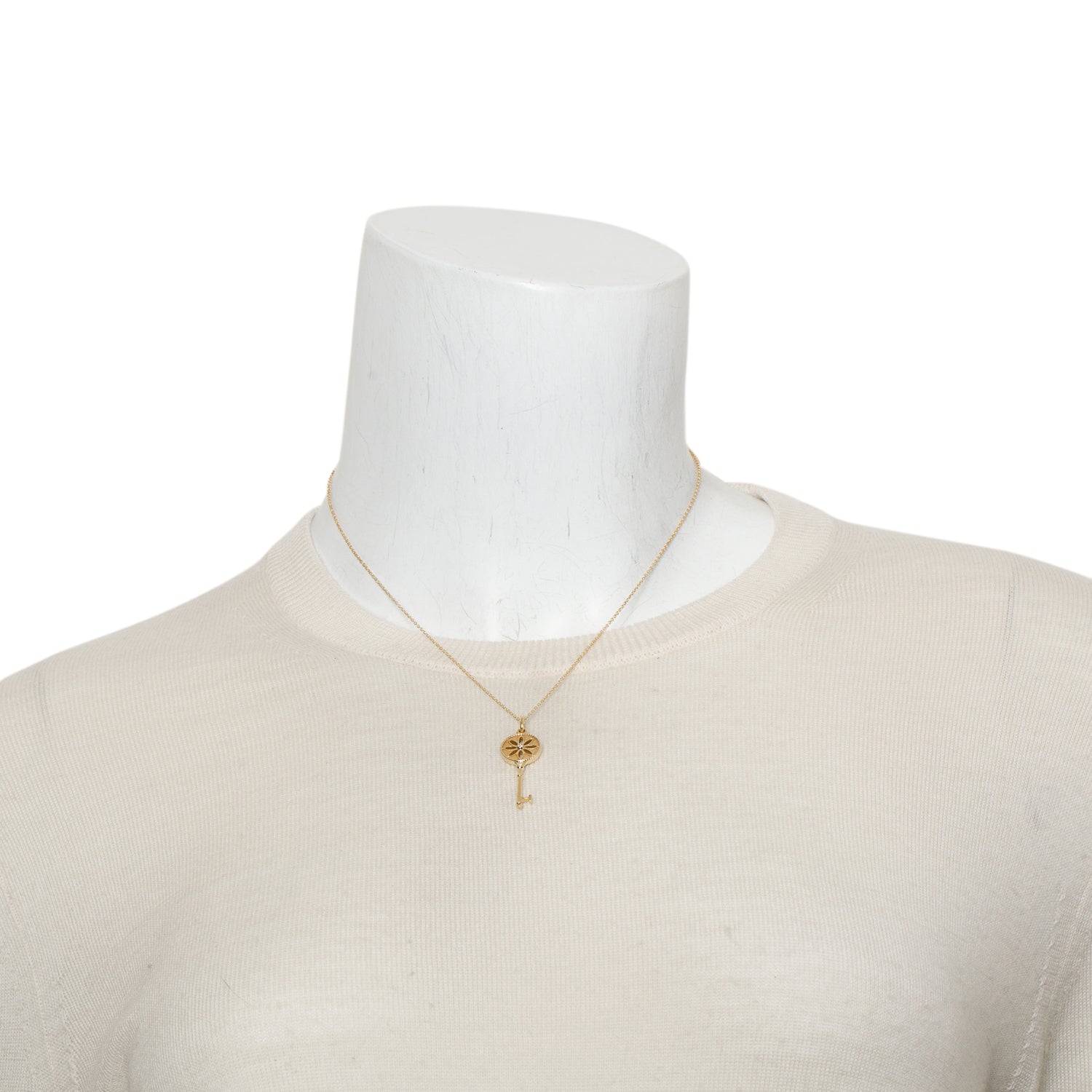 Tiffany & Co. 18k Yellow Gold Diamond Daisy Key Pendant Necklace w/ Box