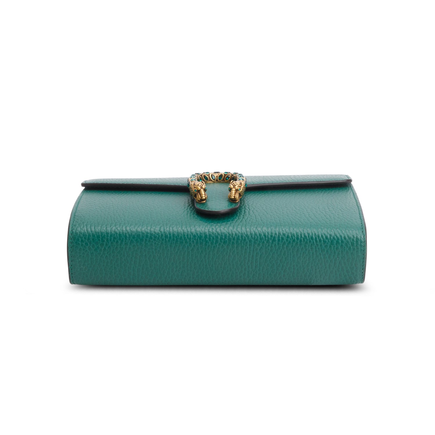 Gucci Green Calfskin Crystals Mini Dionysus Chain Wallet w/ Box