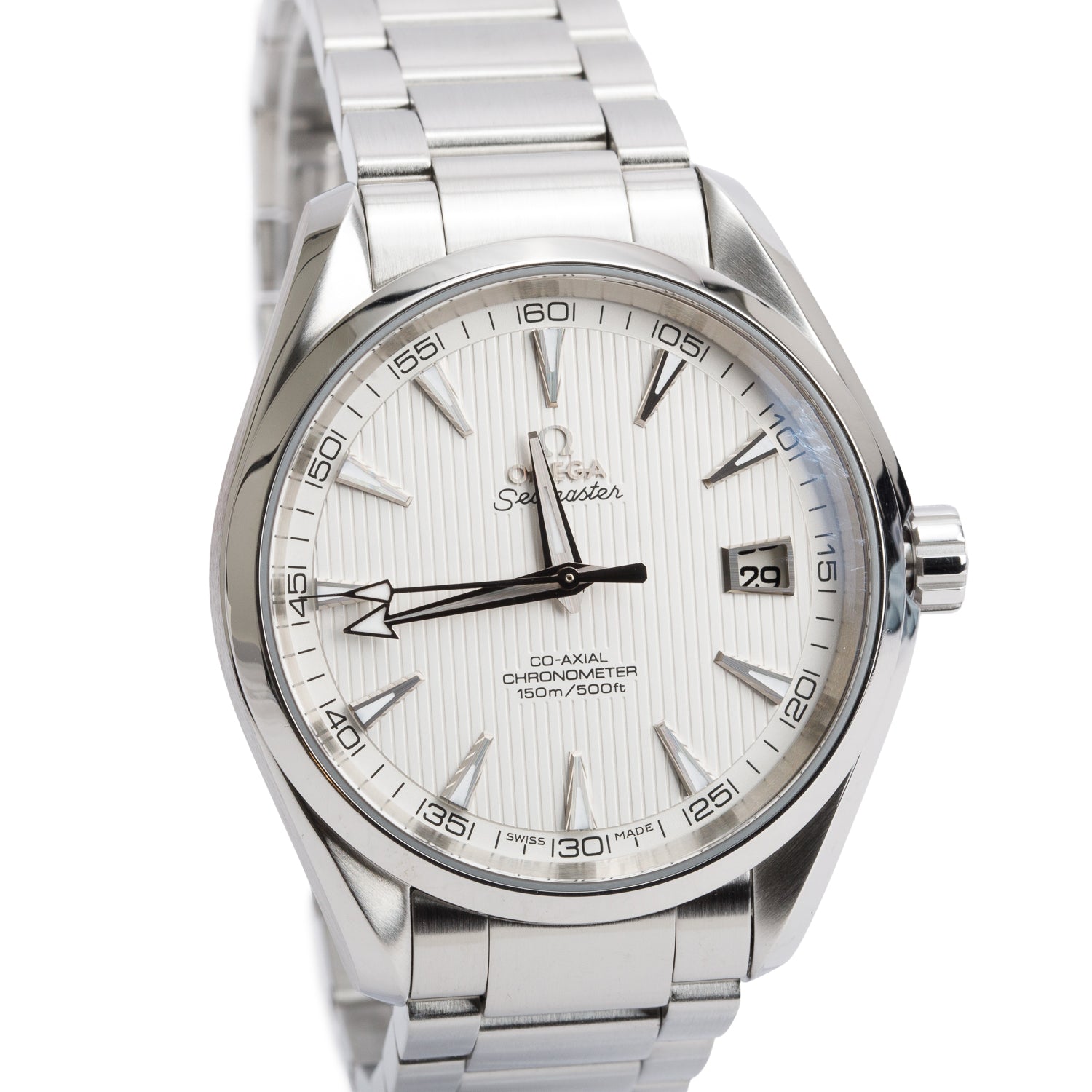 Omega Stainless Steel Seamaster Aqua Terra 150M 41.5 MM Automatic Watch Silver Dial w/ Box & Papers