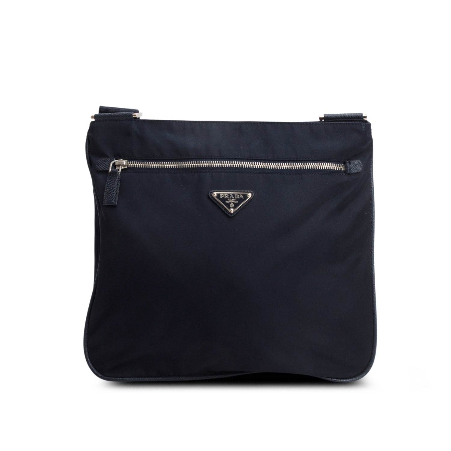 Prada Navy Saffiano Leather-Trimmed Tessuto Nylon Messenger Bag