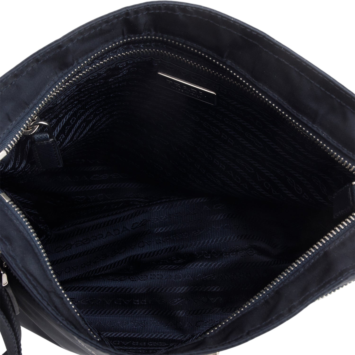 Prada Navy Saffiano Leather-Trimmed Tessuto Nylon Messenger Bag