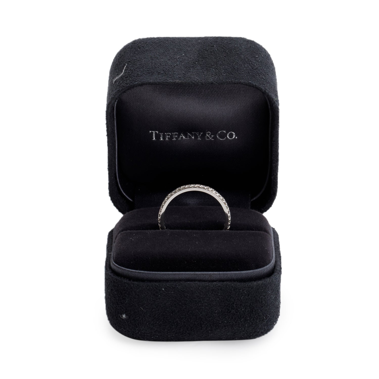 Tiffany & Co. Soleste Platinum Eternity Diamond 2 MM Wedding Band Ring, Size 7.25 w/ Box