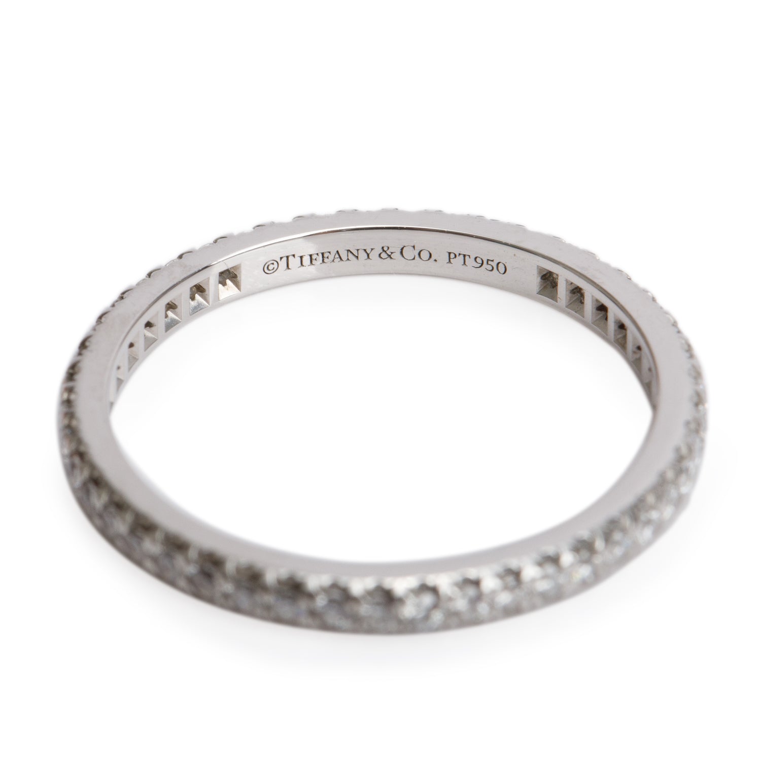 Tiffany & Co. Soleste Platinum Eternity Diamond 2 MM Wedding Band Ring, Size 7.25 w/ Box