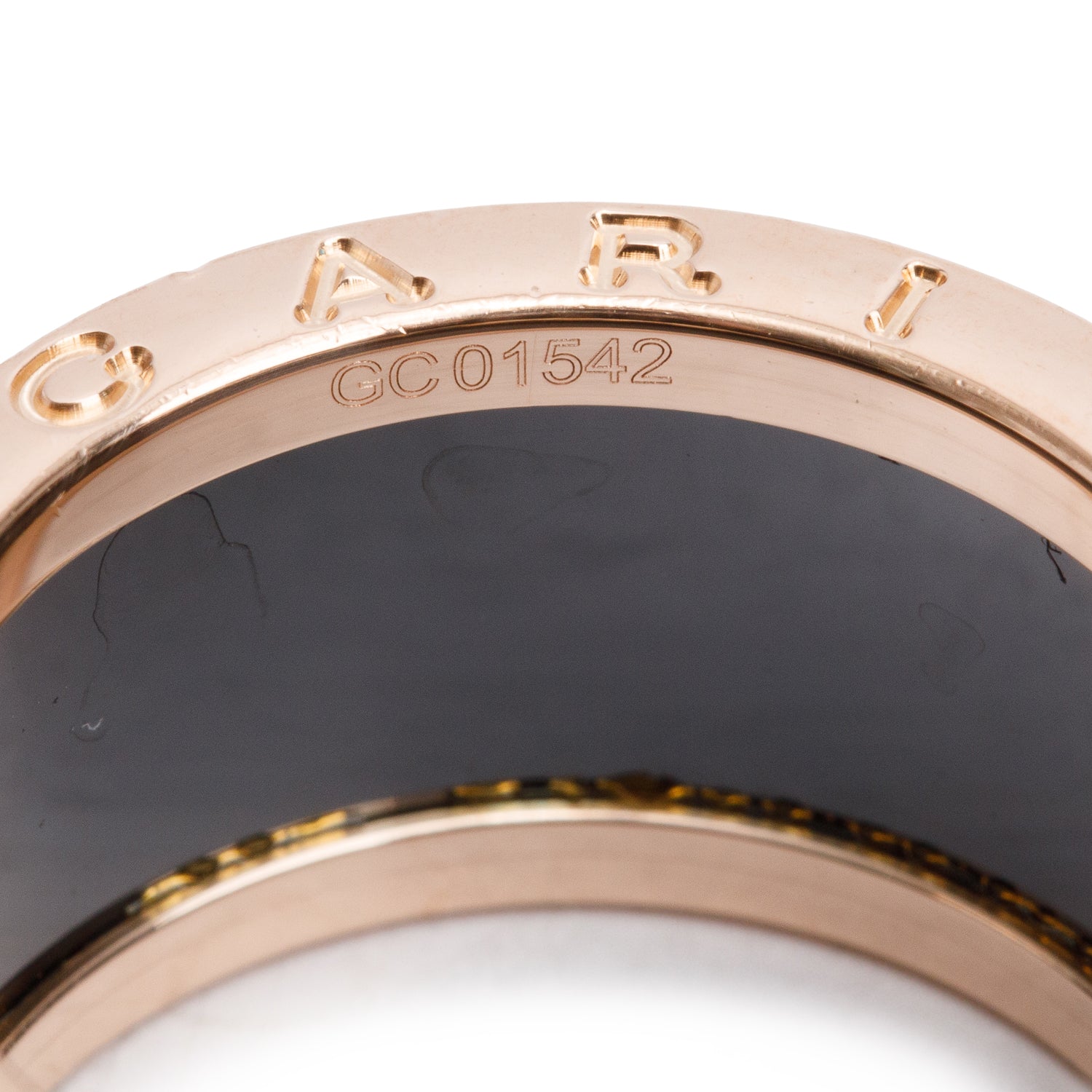 BVLGARI 18k Rose Gold & Black Ceramic B.Zero1 4-Band Ring, Size 58 8