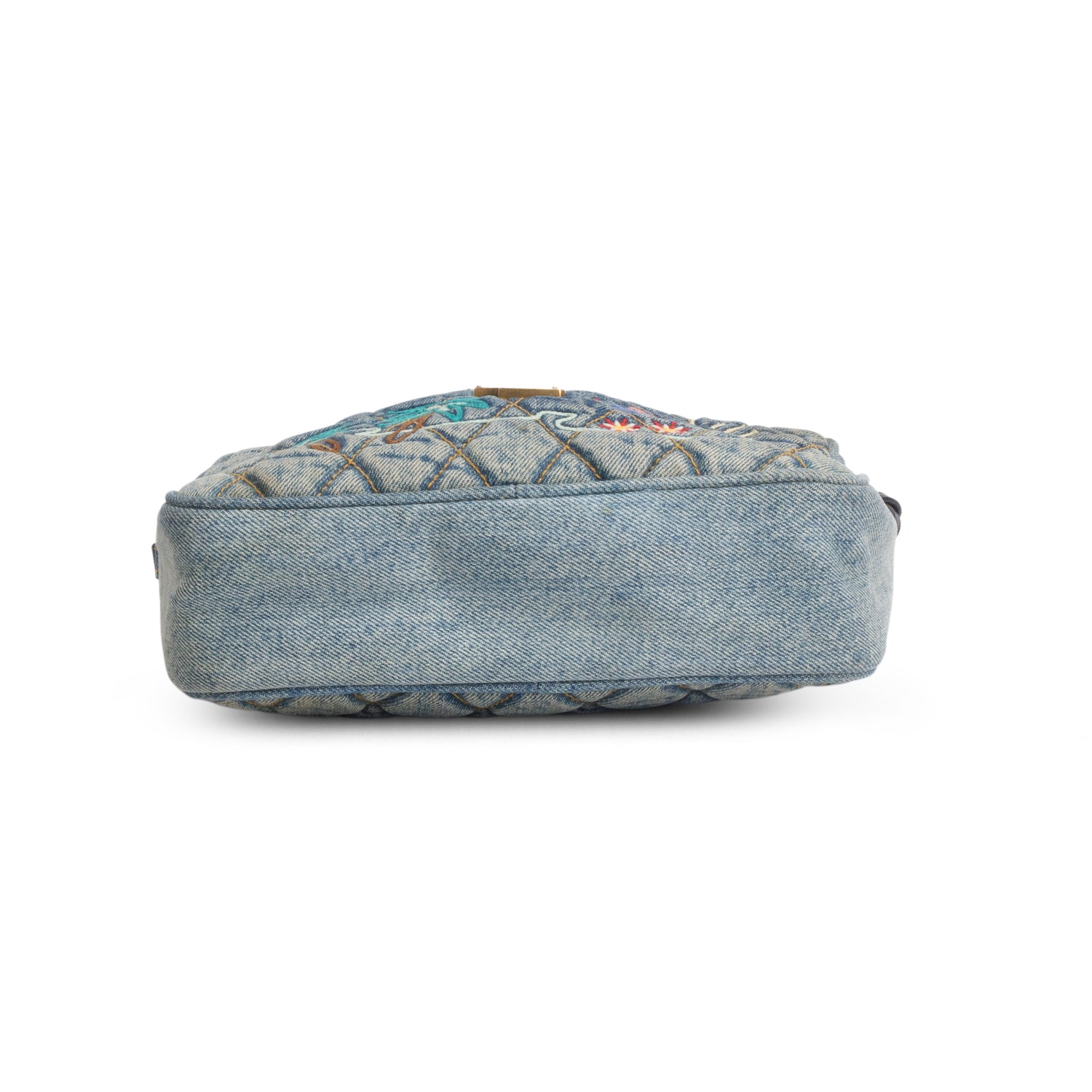 Saint Laurent Blue Denim Matelasse Quilted Summer Embroidered Classic Monogram Camera Bag