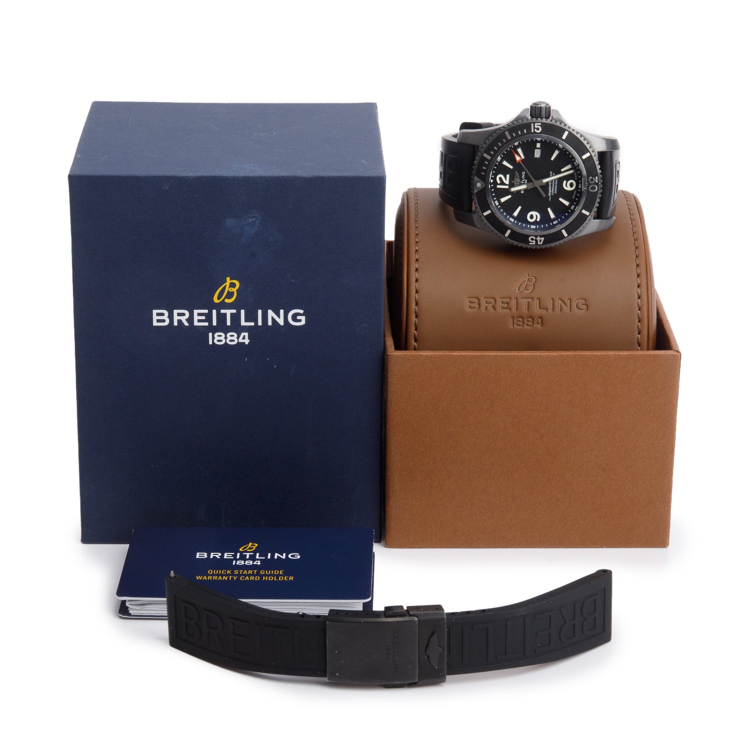 Breitling Black Stainless Steel Superocean 46 MM Automatic Watch Black Dial M17368 w/ Box & Extra Strap