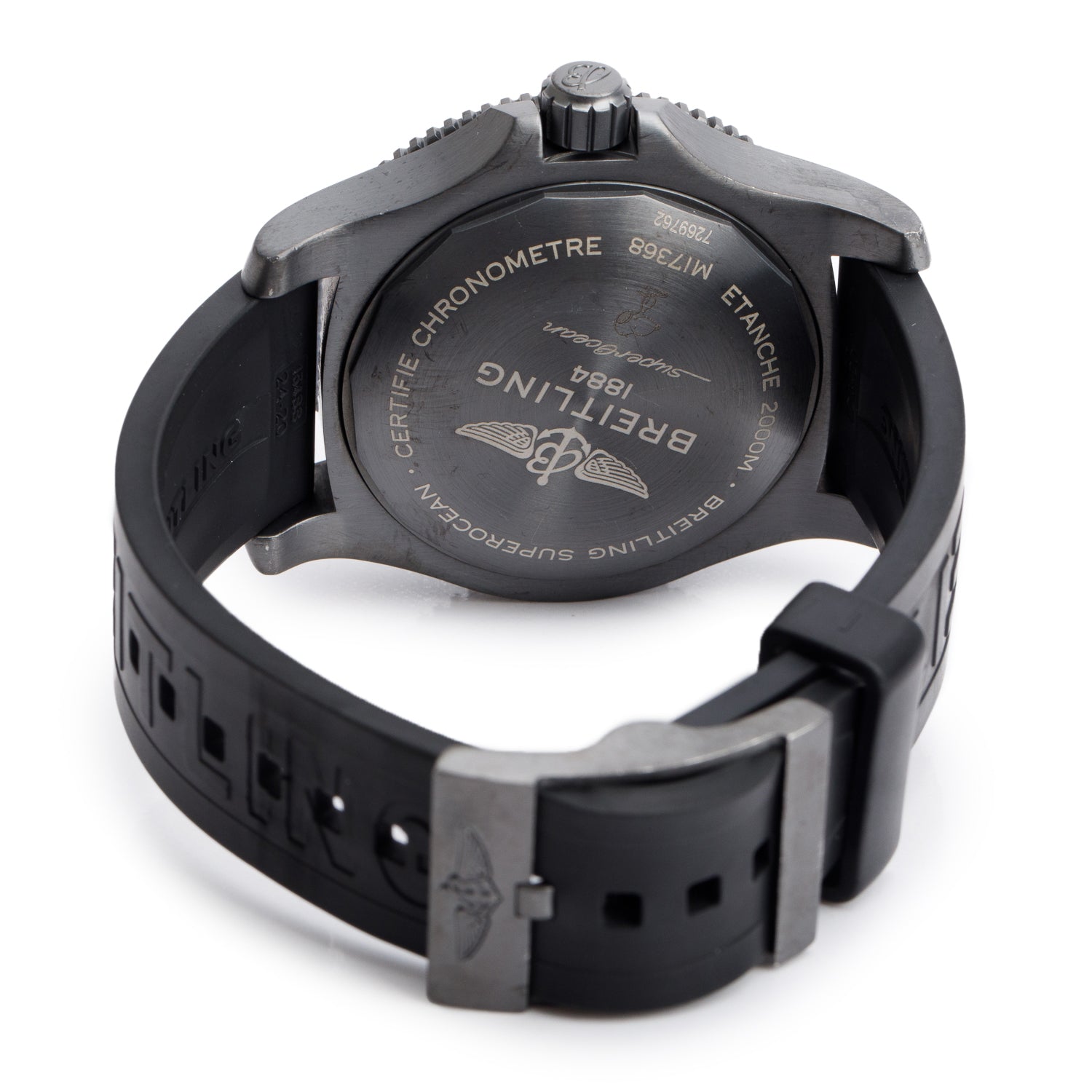 Breitling Black Stainless Steel Superocean 46 MM Automatic Watch Black Dial M17368 w/ Box & Extra Strap