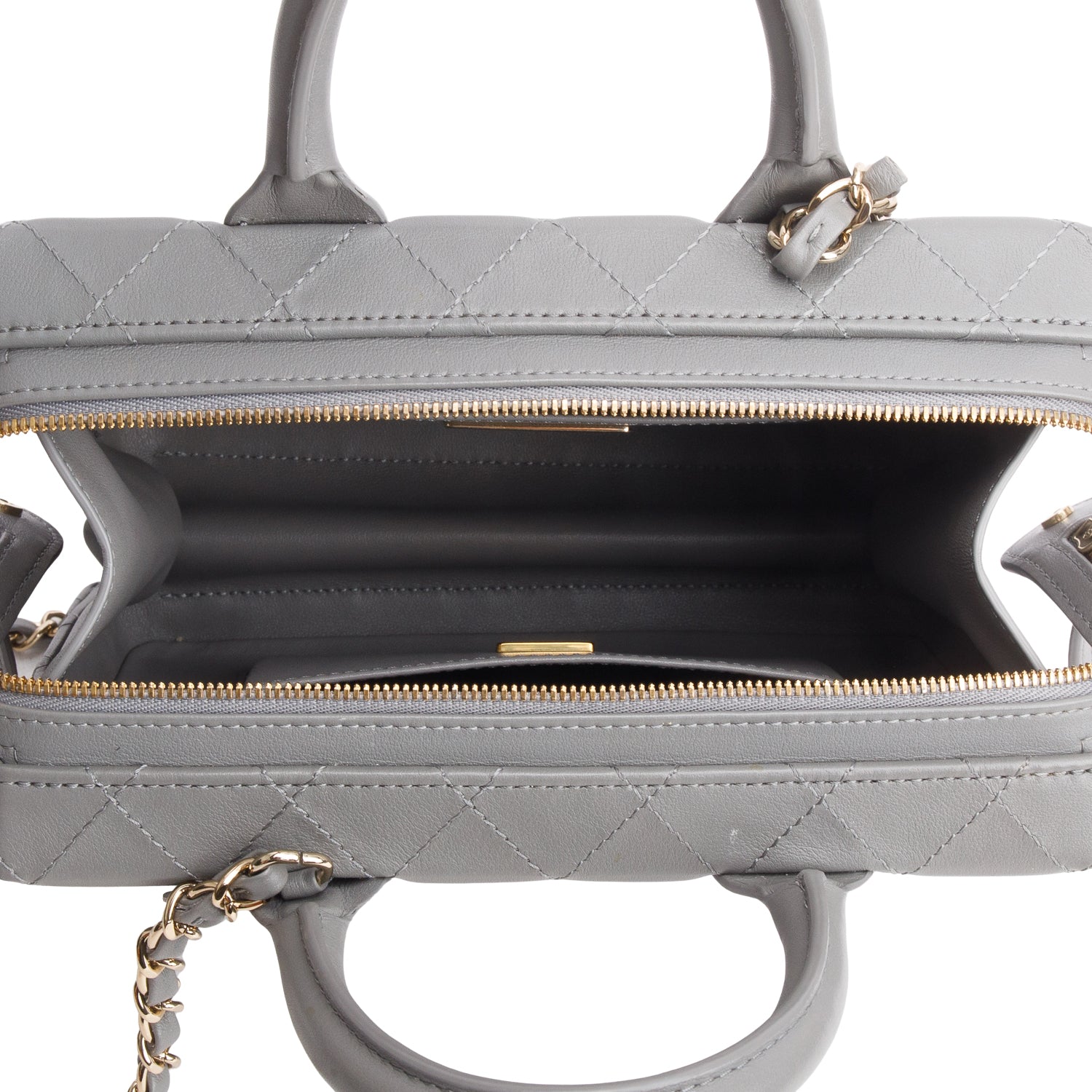 Chanel 2022 Grey Quilted Calfskin Leather Coco Vault Small Vanity Case w/ Box & Receipt