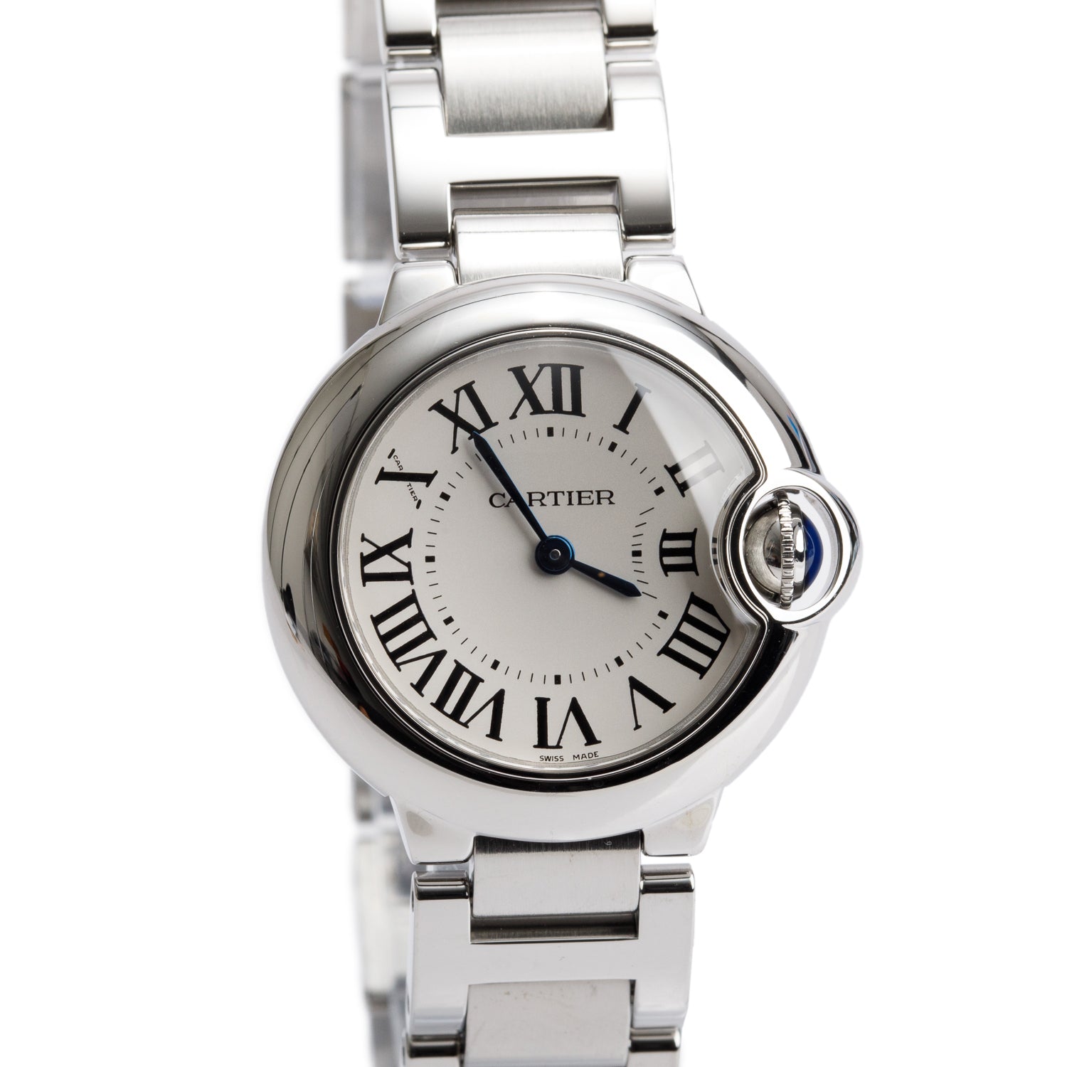 Cartier Stainless Steel Ballon Bleu de Cartier 28 MM Quartz Watch Silver Dial 3009 w/ Box