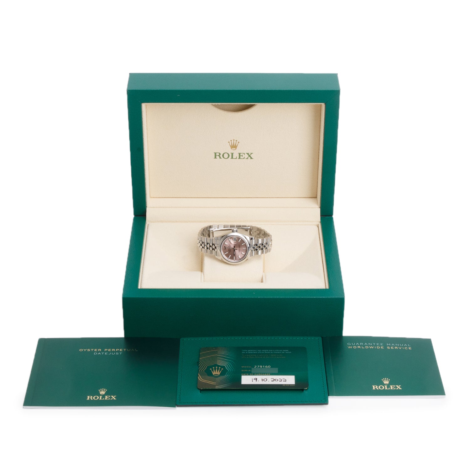 Rolex 2022 Stainless Steel Lady-Datejust 28 MM Automatic Watch Pink Dial 279160 w/ Box & Papers
