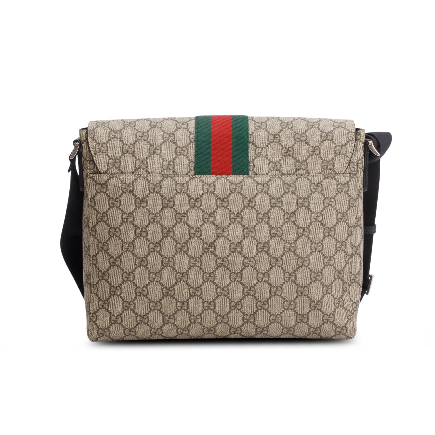 Gucci GG Supreme Monogram Web Flap Messenger Bag