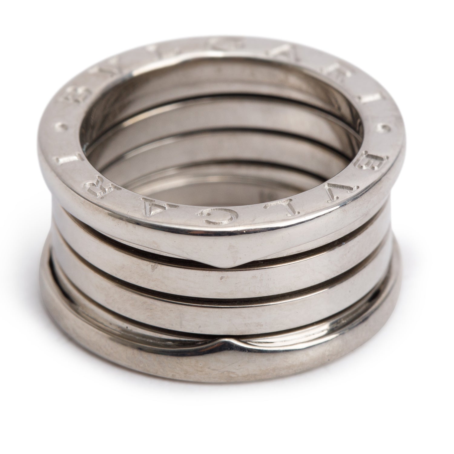 BVLGARI 18k White Gold B.Zero1 Four-Band Ring, Size 51 5.5