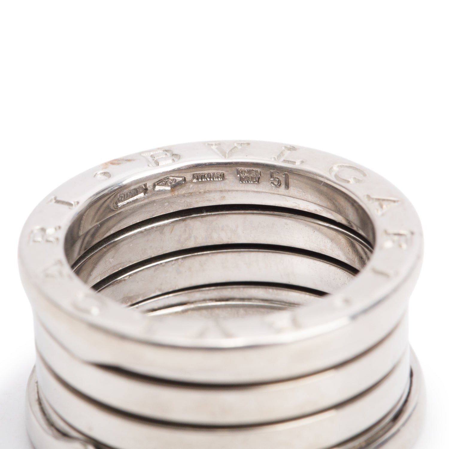 BVLGARI 18k White Gold B.Zero1 Four-Band Ring, Size 51 5.5