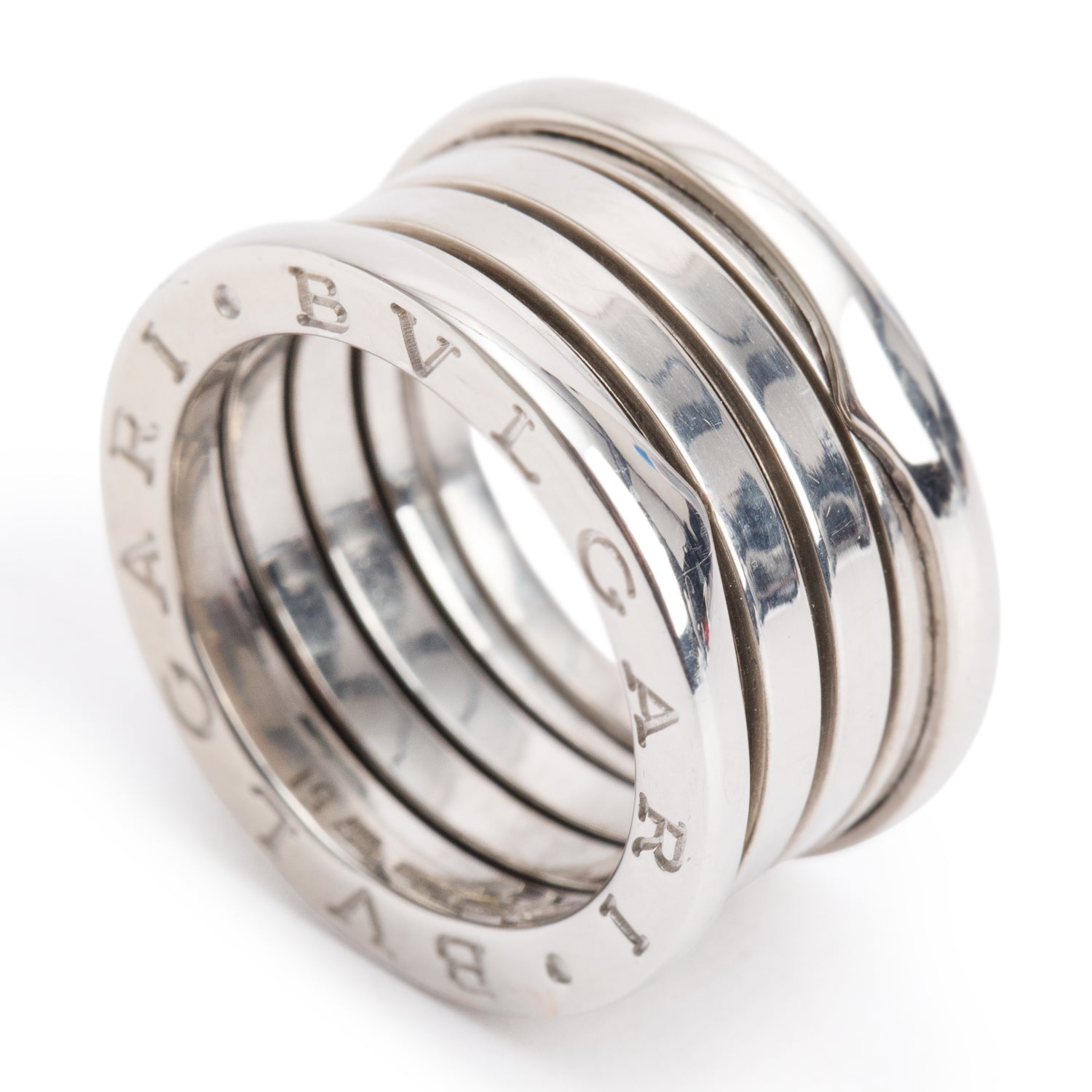 BVLGARI 18k White Gold B.Zero1 Four-Band Ring, Size 51 5.5