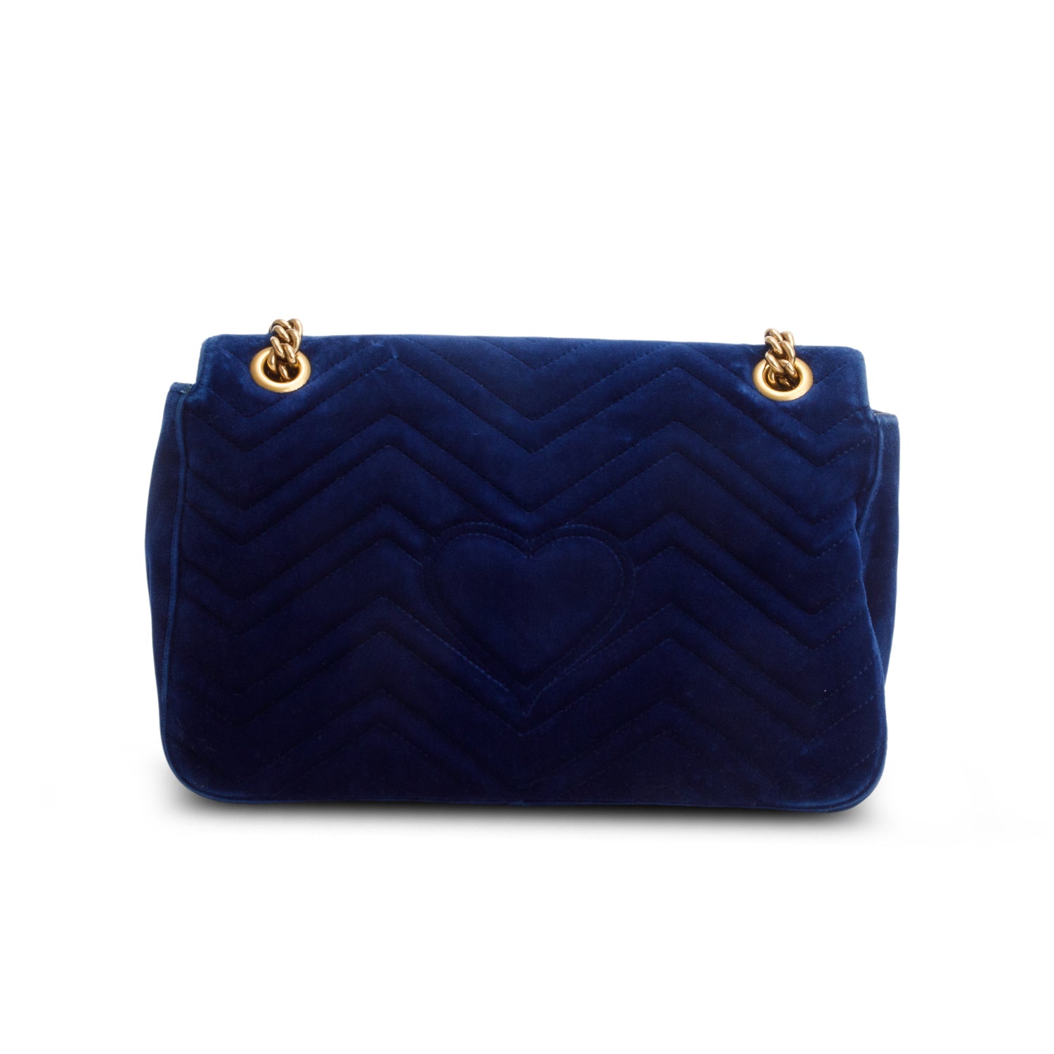 Gucci Blue Velvet Matelasse Medium GG Marmont Shoulder Bag