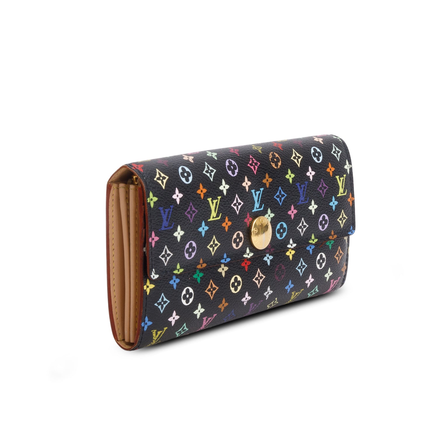 Louis Vuitton Black Monogram Multicolor Sarah Wallet w/ Box