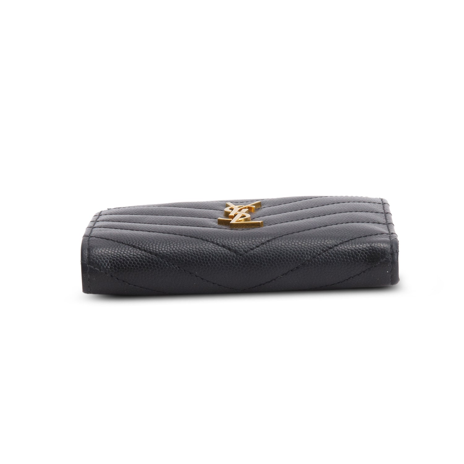 Saint Laurent 2020 Black Grain de Poudre Cassandre Matelasse Fragments Bi-Fold Wallet w/ Box