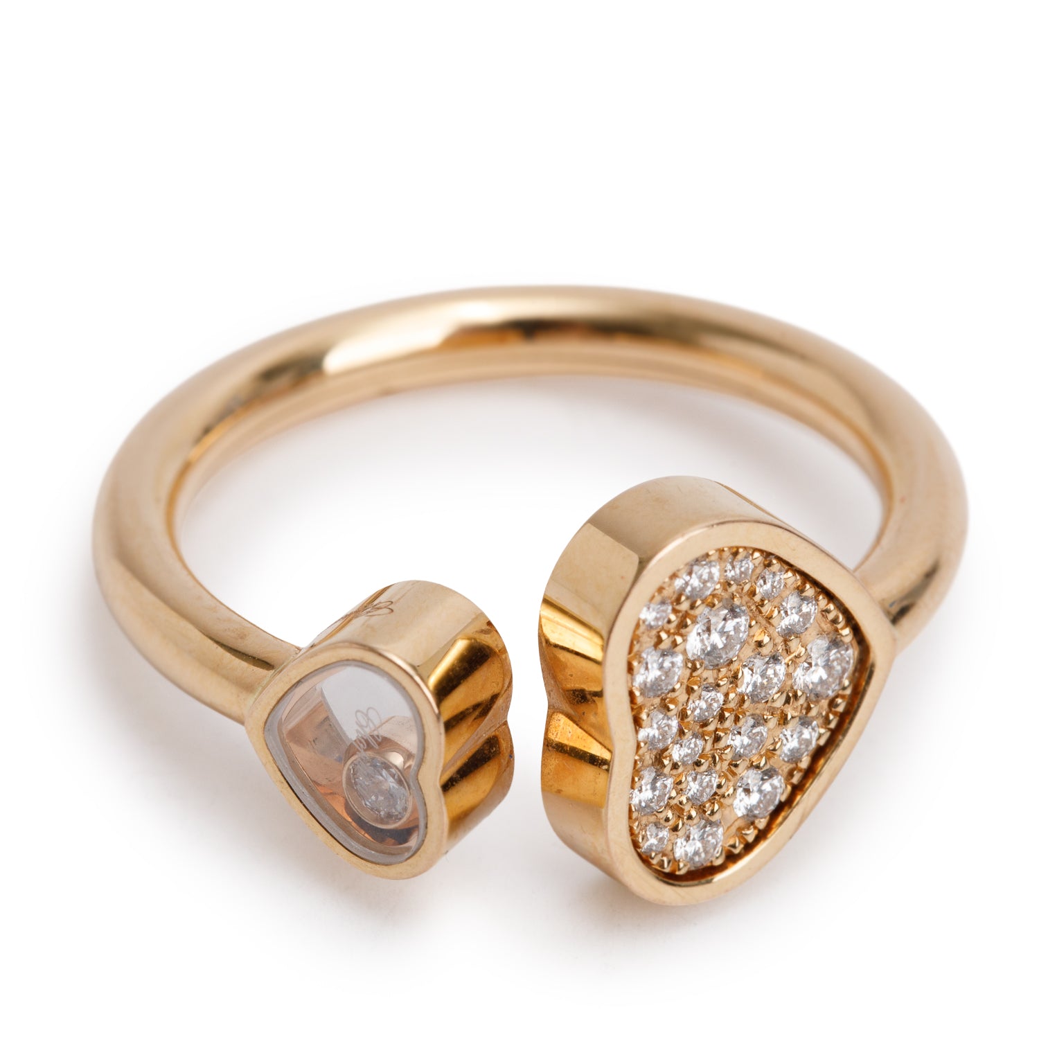 Chopard 18k Rose Gold Happy Diamonds Heart Cocktail Ring, Size 6.5 w/ Box
