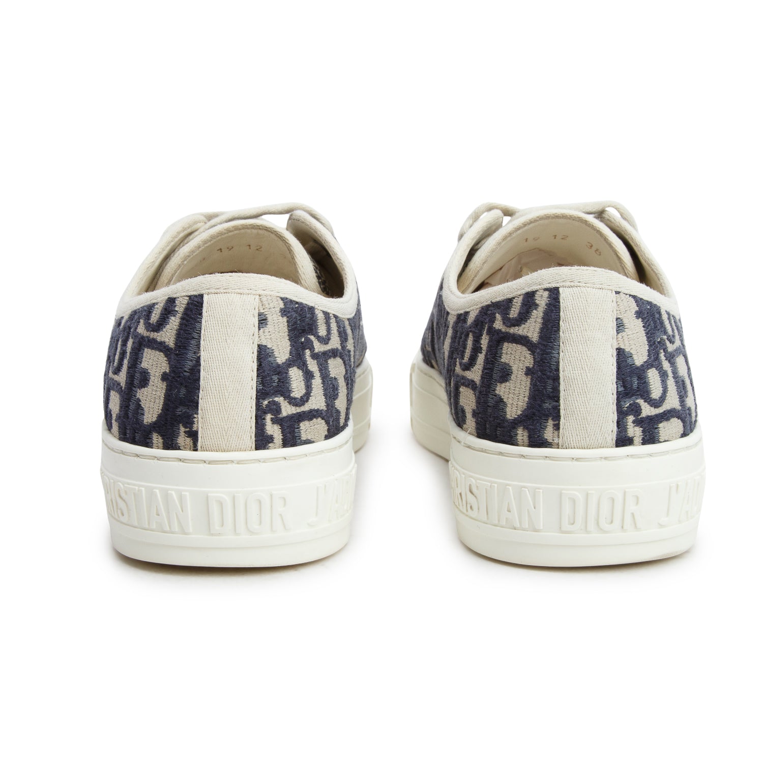 Christian Dior Deep Blue Oblique Embroidered Cotton Walk'n'Dior Sneakers, Women's Size 38 w/ Box