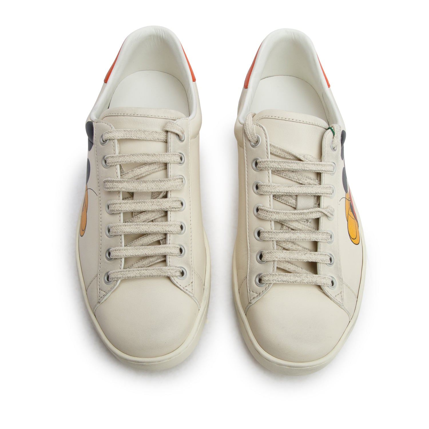 Gucci x Disney Cream Miro Soft Leather Mickey Mouse Ace Sneakers, Women's Size 5.5 w/ Box