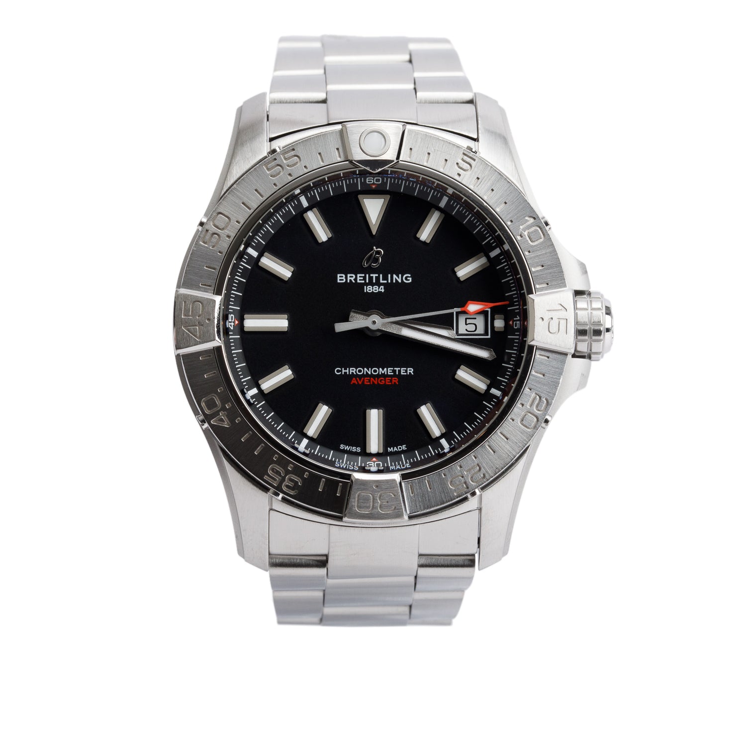 Breitling Stainless Steel Avenger 42 MM Automatic Watch Black Dial A17328