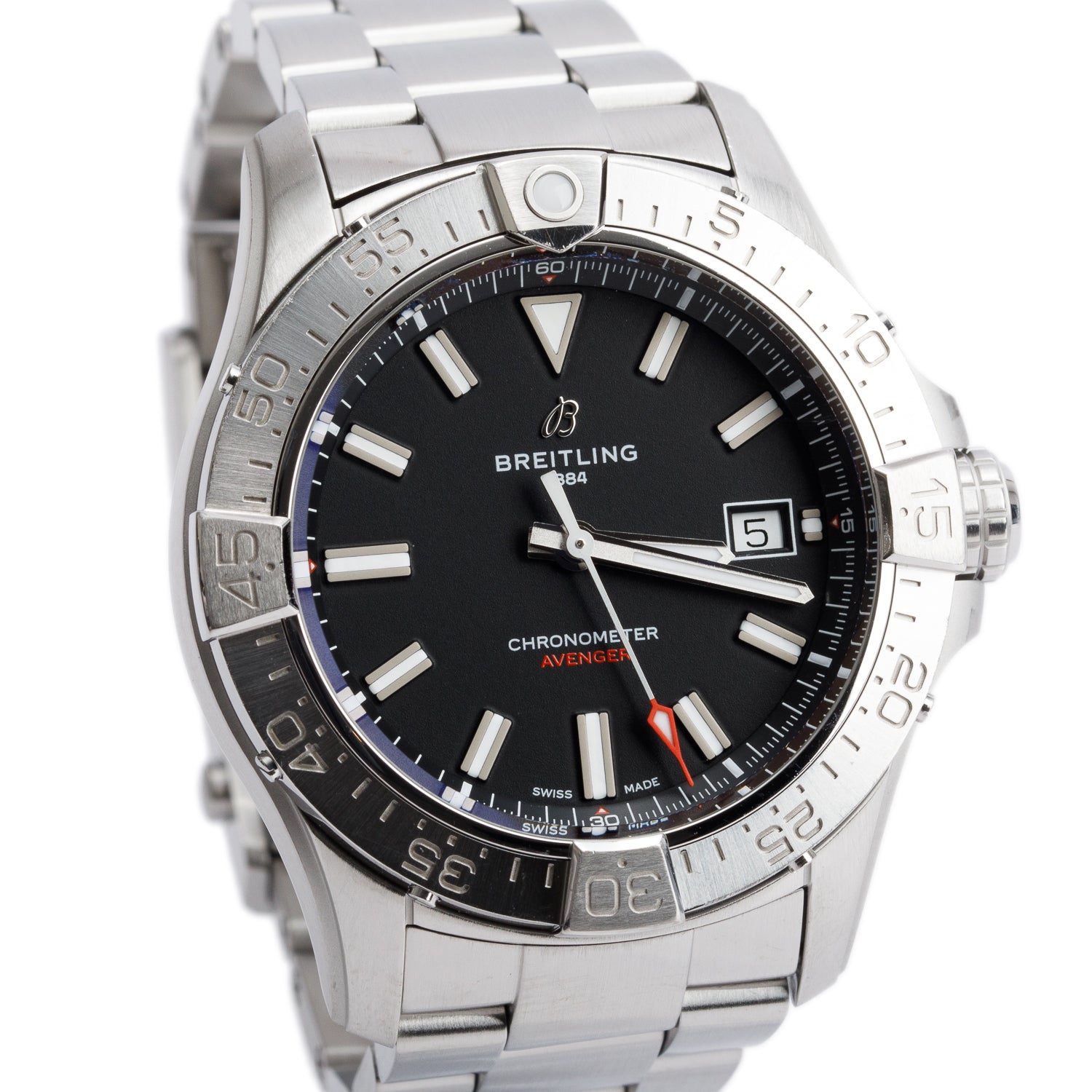 Breitling Stainless Steel Avenger 42 MM Automatic Watch Black Dial A17328