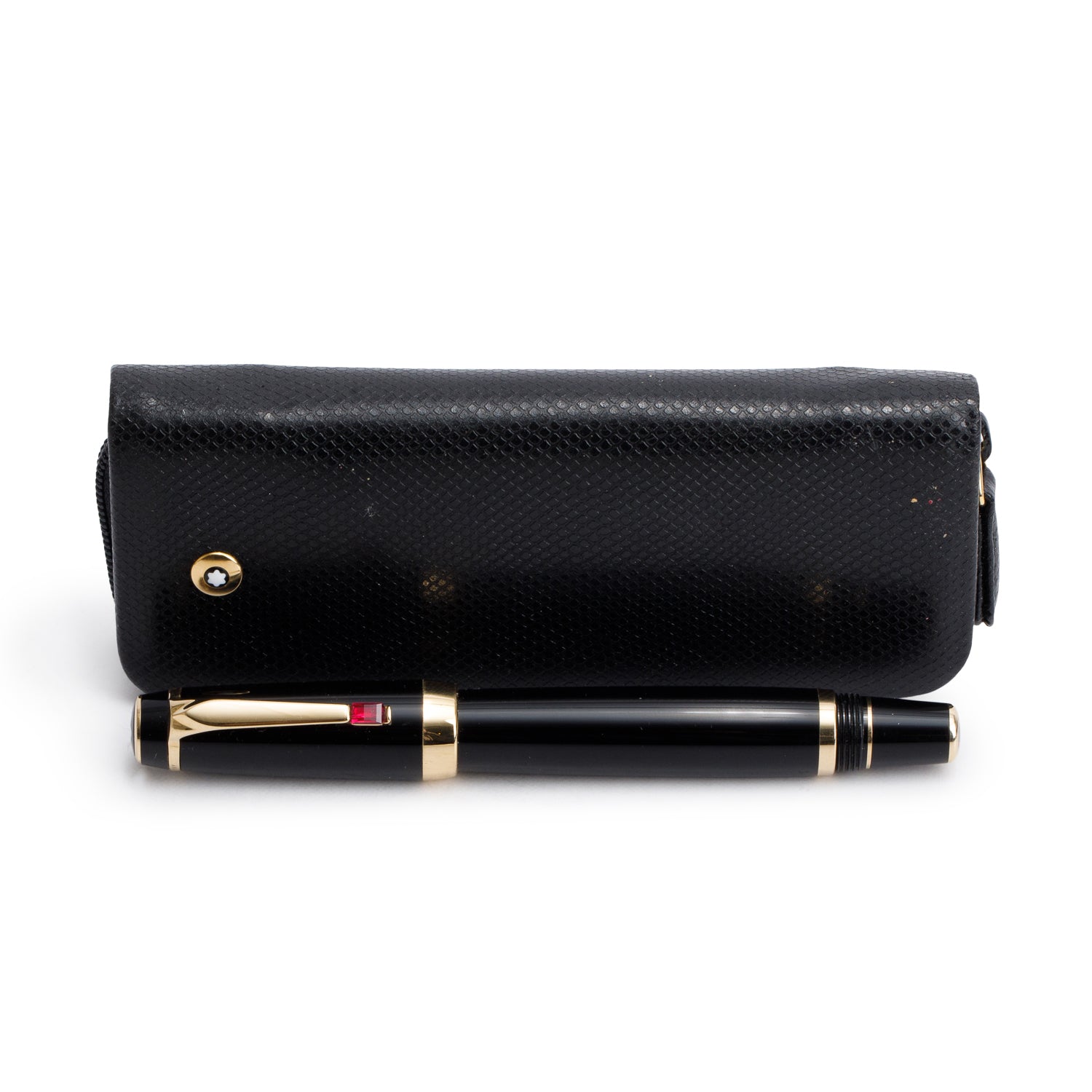 Montblanc Yellow Gold Coated Black Resin Boheme Rollerball Pen w/ Leather Case