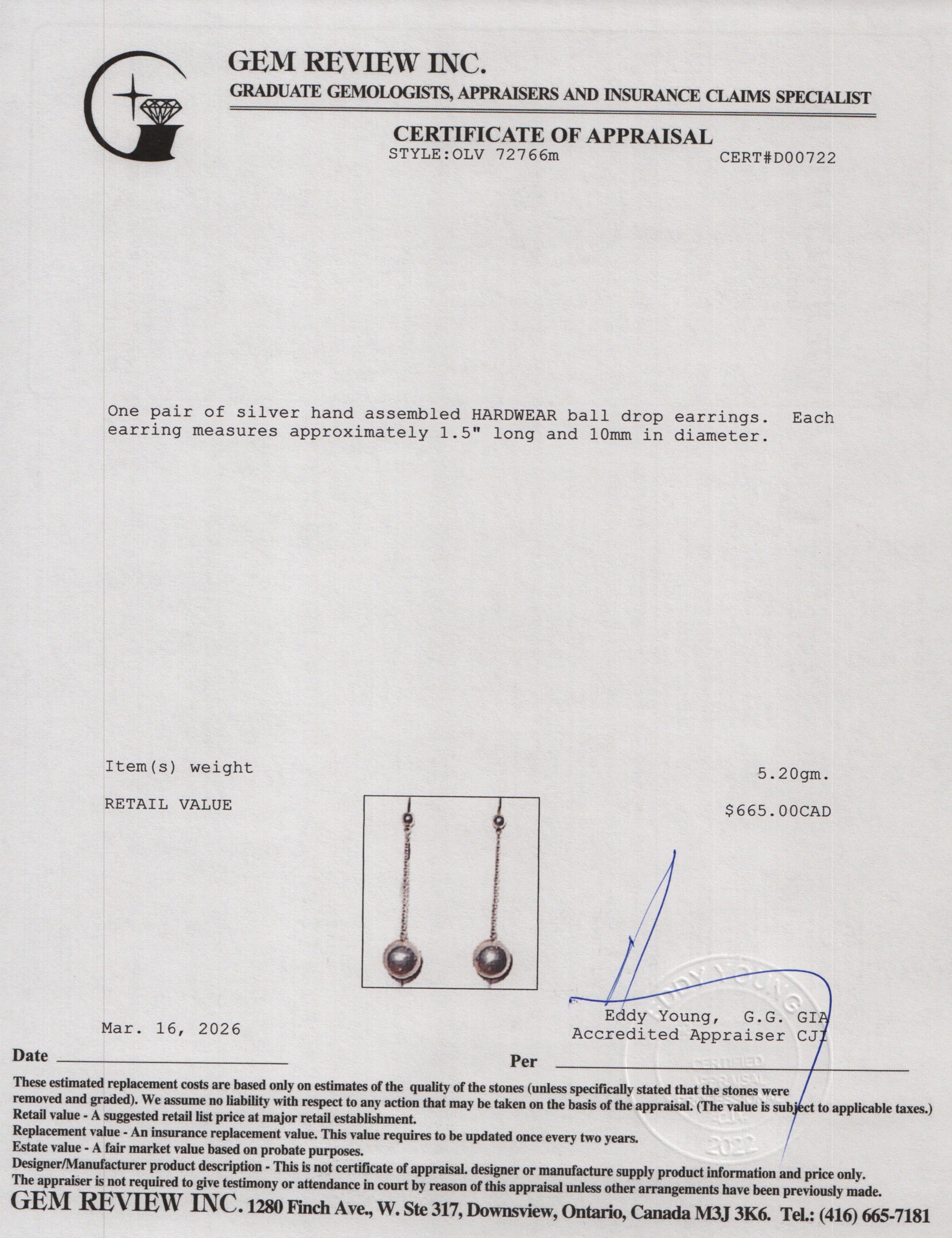 Tiffany & Co. Sterling Silver HardWear Ball Drop Earrings