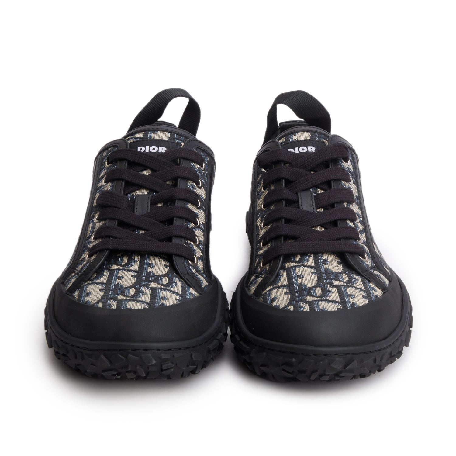 Christian Dior 2022 Navy Jacquard Rubber Oblique B28 Low Top Sneakers, Men's Size 39 w/ Box