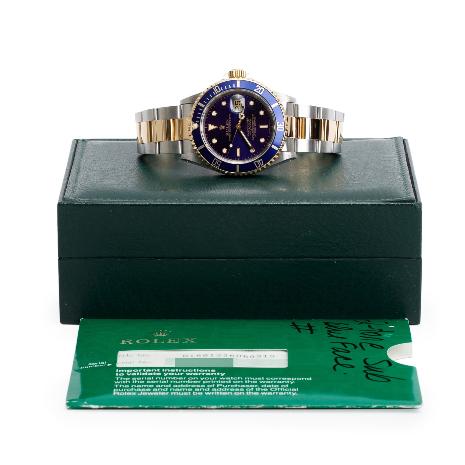 Rolex Stainless Steel & 18k Yellow Gold Submariner Date 40 MM Automatic Watch Blue Dial 16613 w/ Box & Papers
