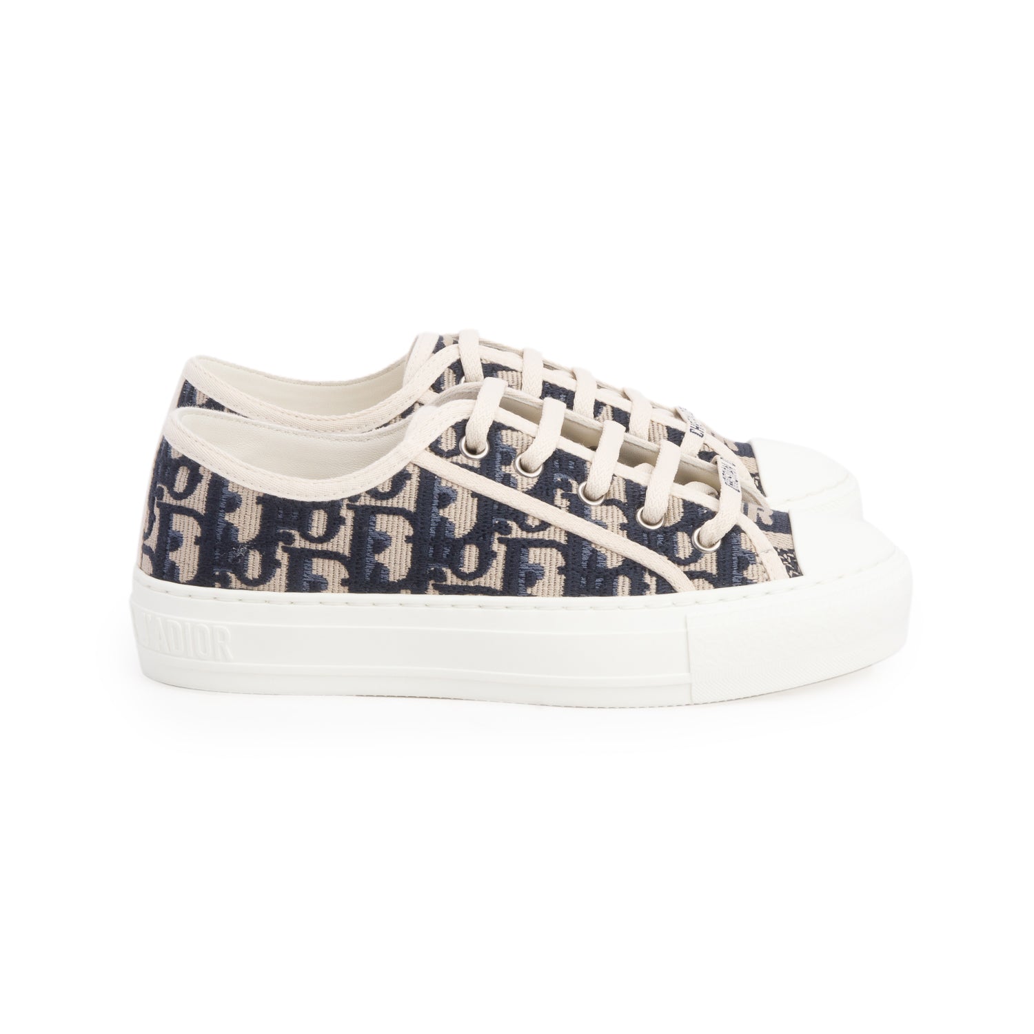 Christian Dior 2023 Deep Blue Oblique Embroidered Cotton Walk'n'Dior Sneakers, Women's Size 35 w/ Box