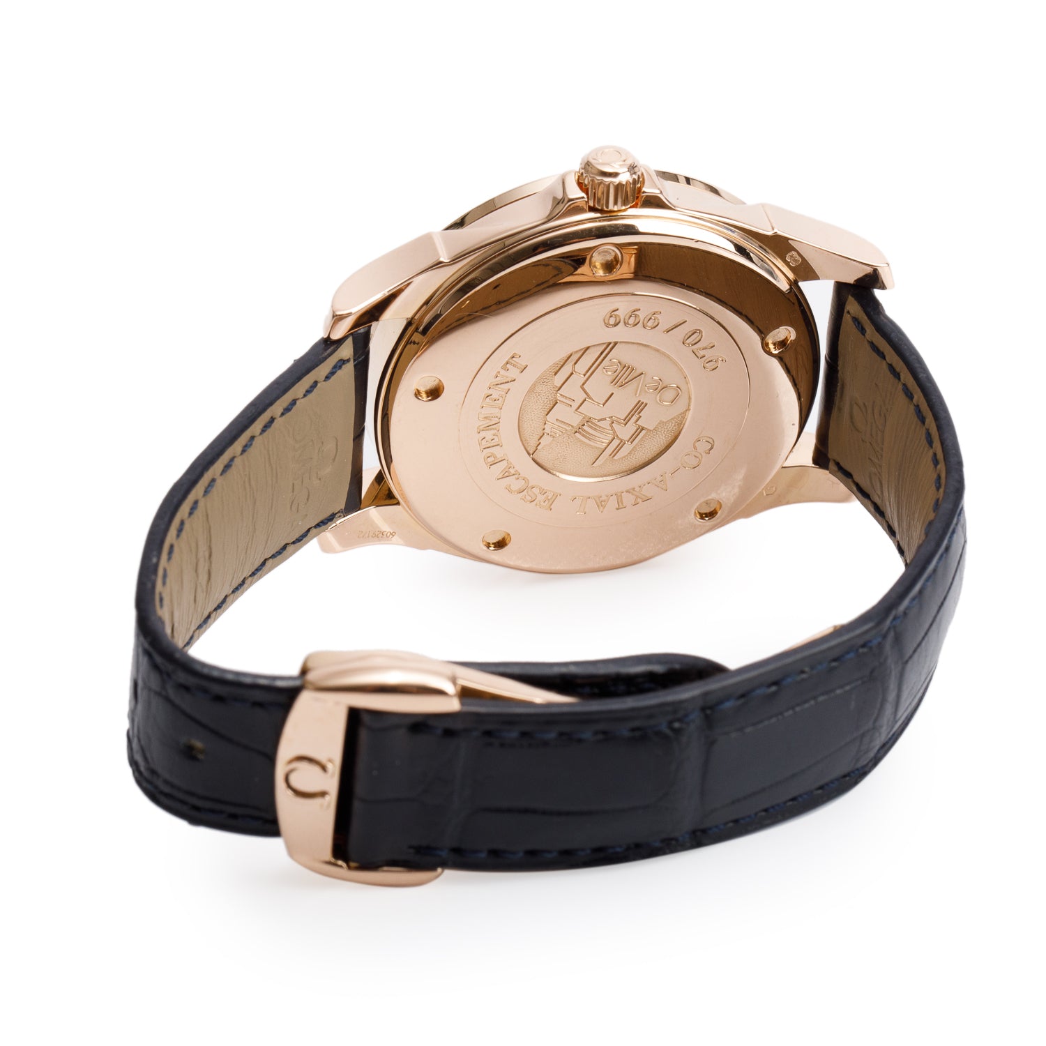 Omega 18k Rose Gold De Ville Co-Axial 37.5 MM Automatic Watch Black Dial