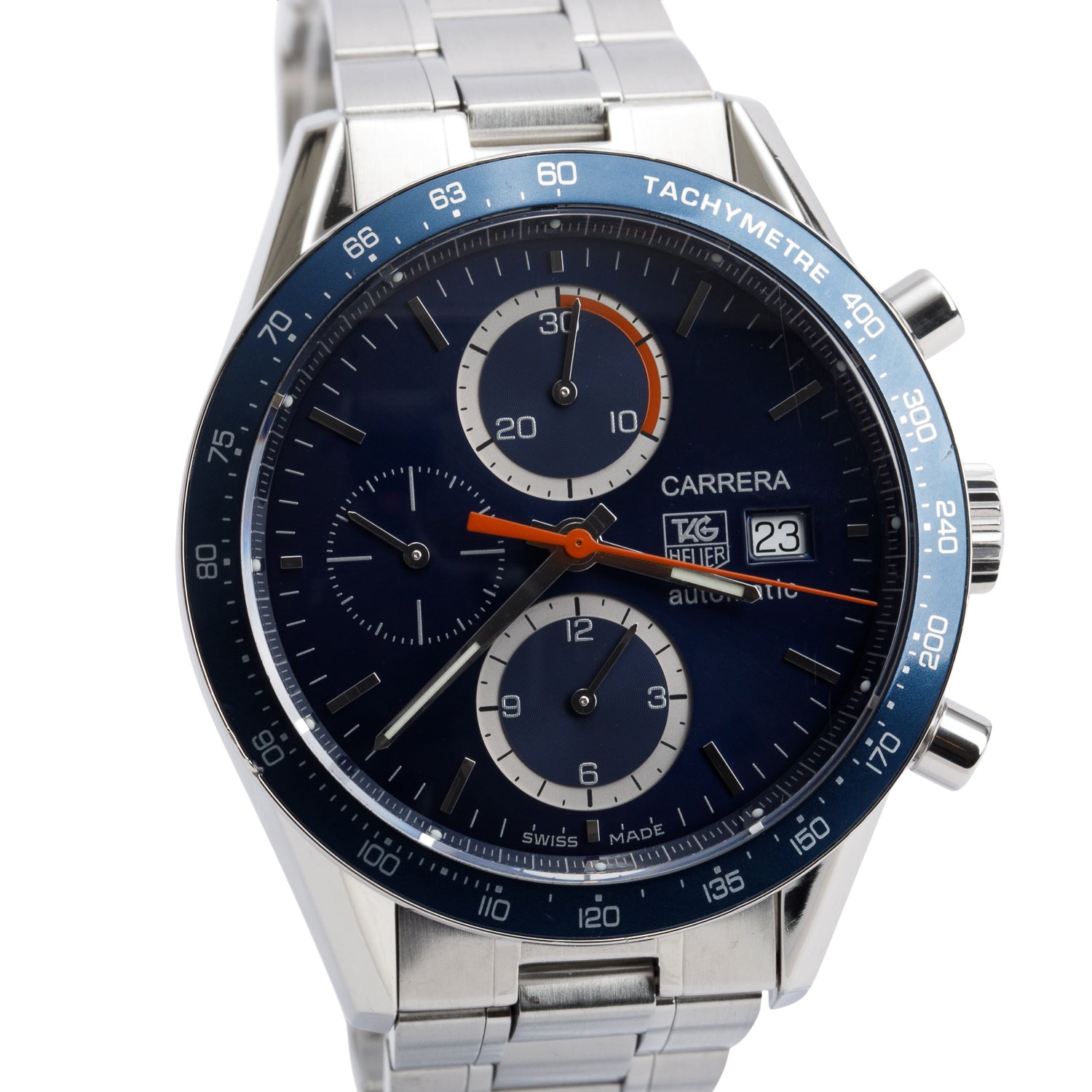 Tag Heuer Stainless Steel Carrera Calibre 16 41 MM Automatic Chronograph Watch Blue Dial CV2015