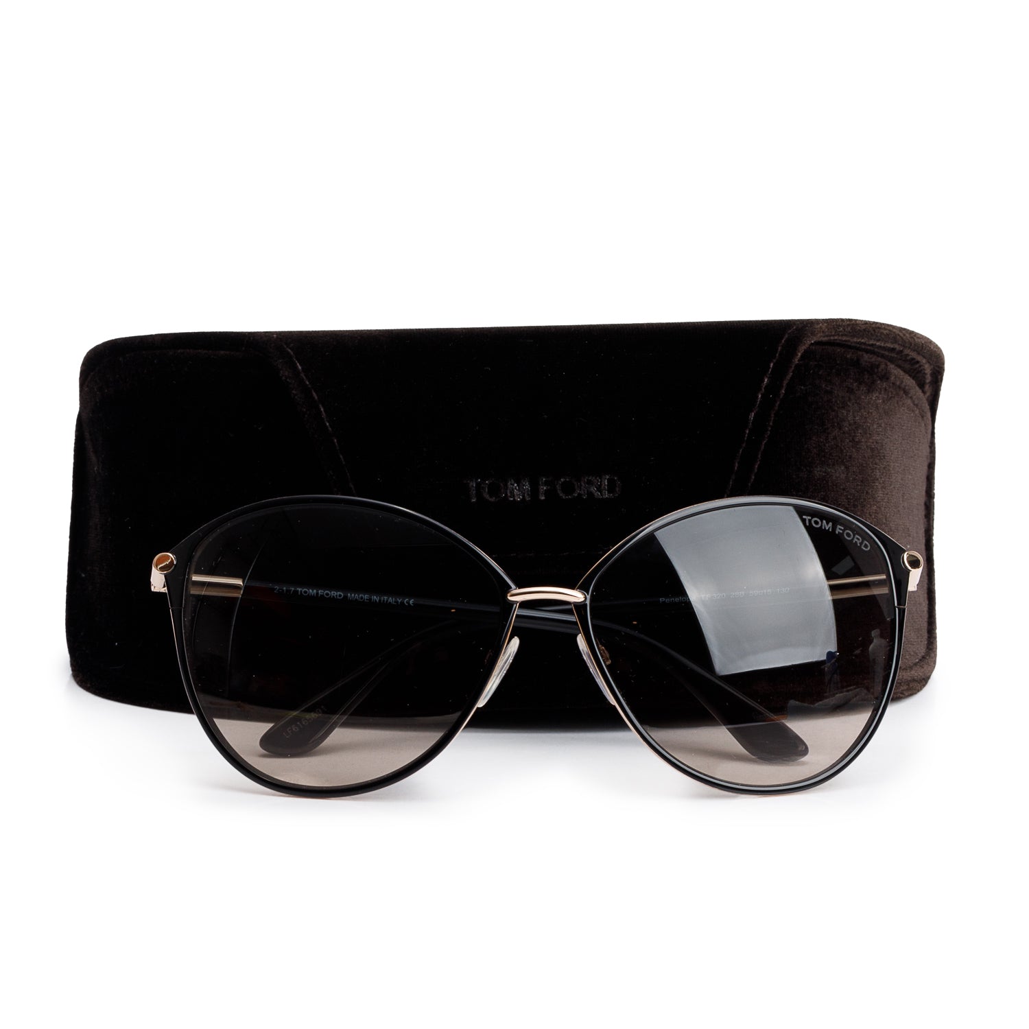 Tom Ford TF 320 Black Penelope Cat-Eye Sunglasses w/ Case
