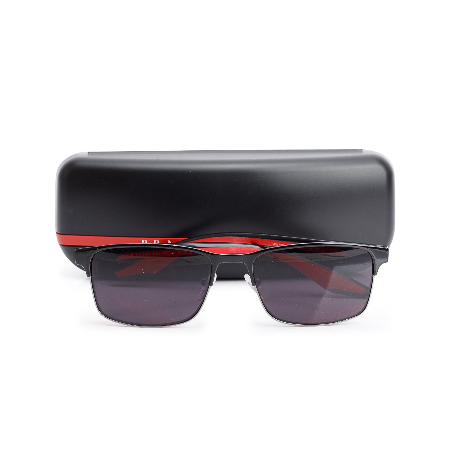 Prada VSP 50P Black Rectangle Sunglasses w/ Case
