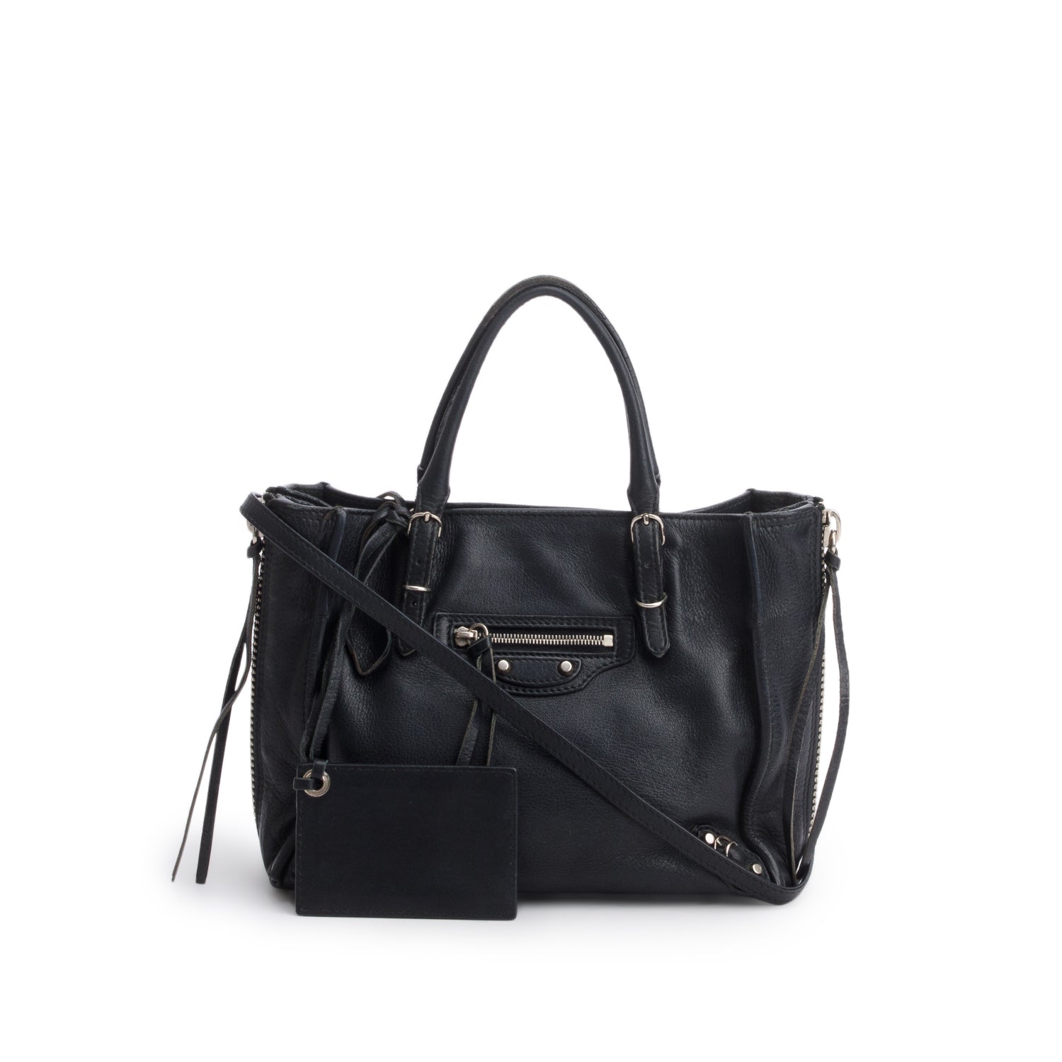 Balenciaga Black Calfskin Papier Mini A4 w/ Strap