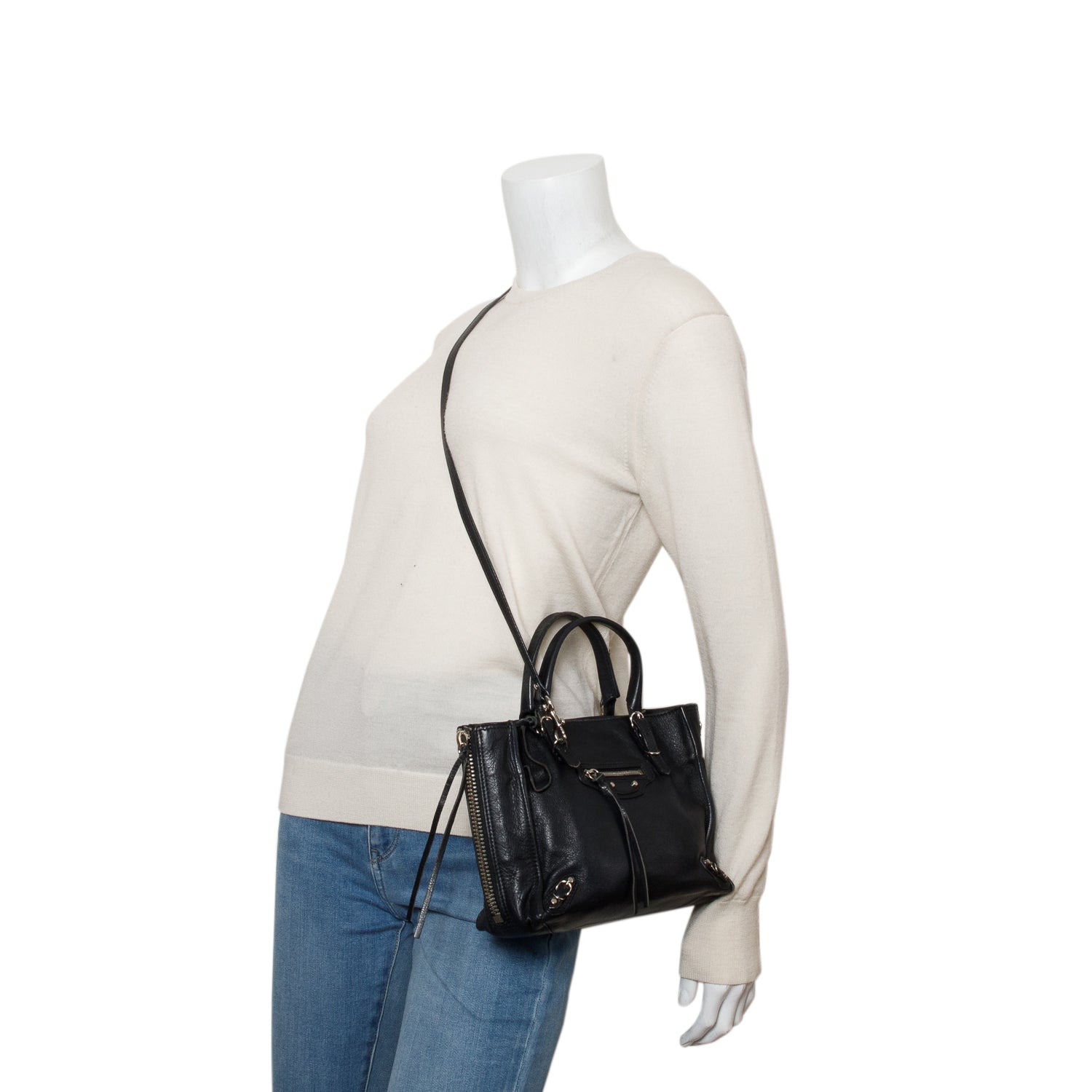 Balenciaga Black Calfskin Papier Mini A4 w/ Strap