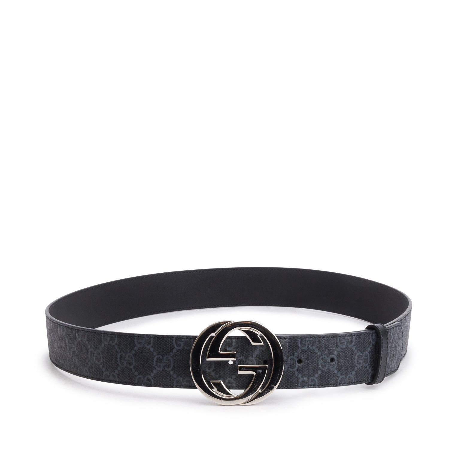 Gucci Black GG Supreme Canvas Wide Belt with Interlocking G Buckle 100 40