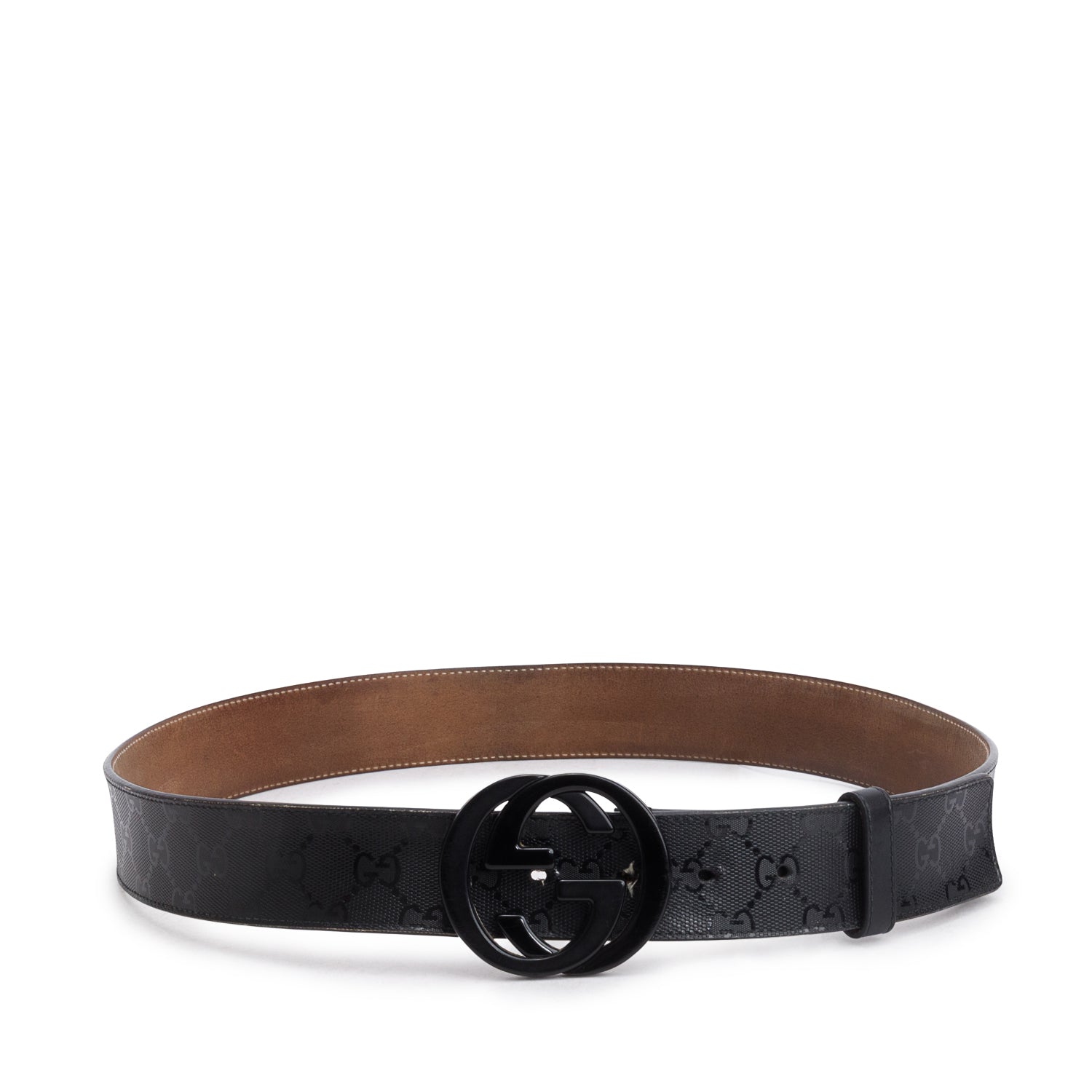 Gucci Black GG Supreme Canvas Wide Belt with Interlocking G Buckle 95 38