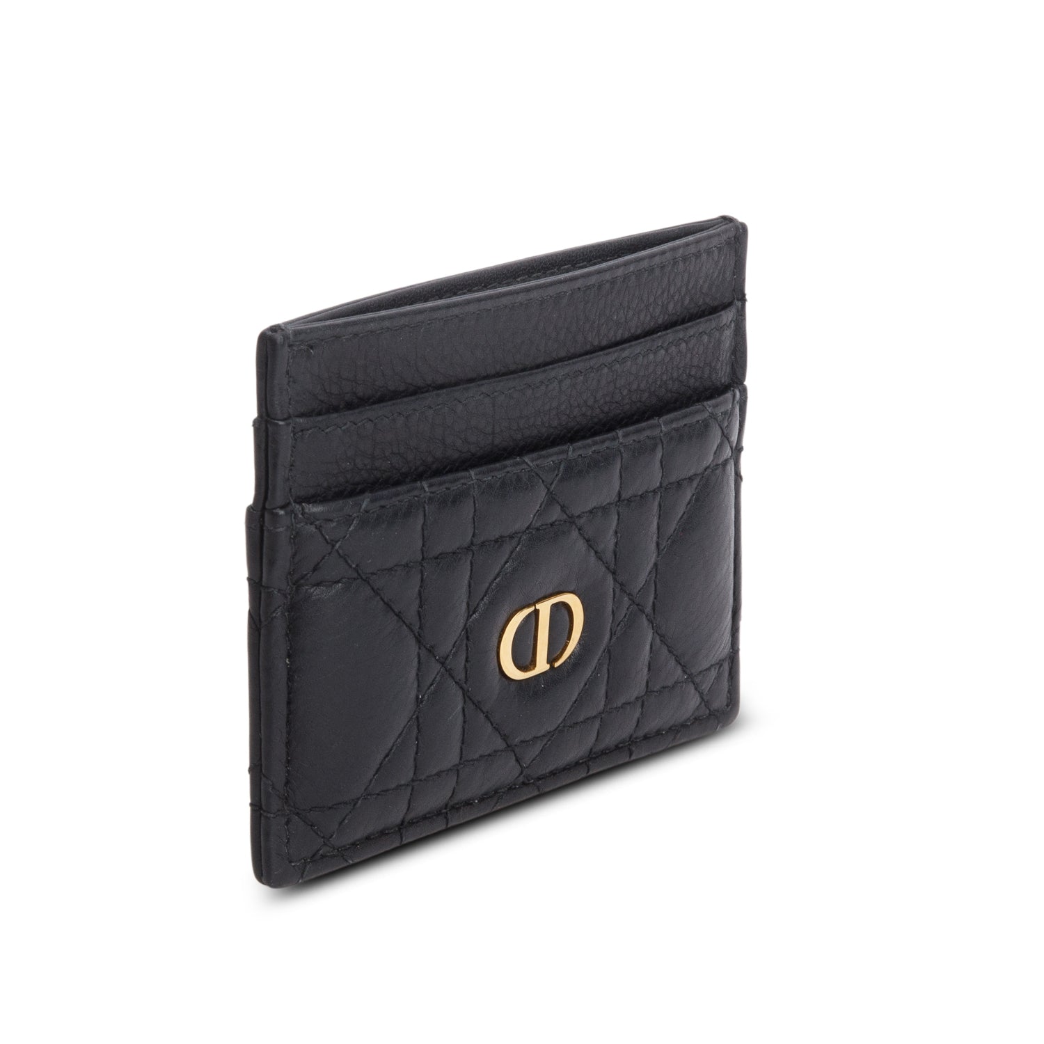 Christian Dior 2024 Black Supple Cannage Leather Caro Freesia Card Holder
