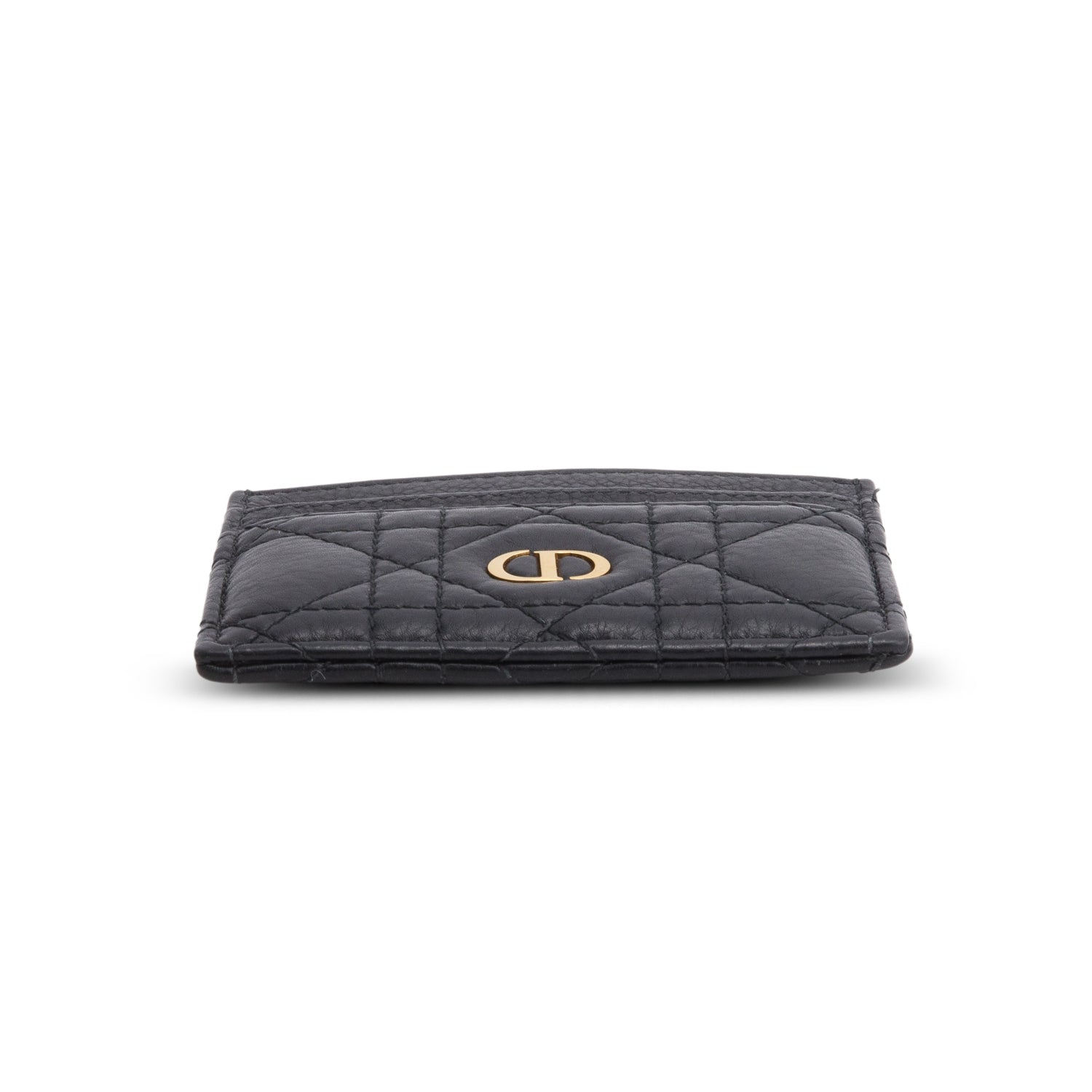 Christian Dior 2024 Black Supple Cannage Leather Caro Freesia Card Holder