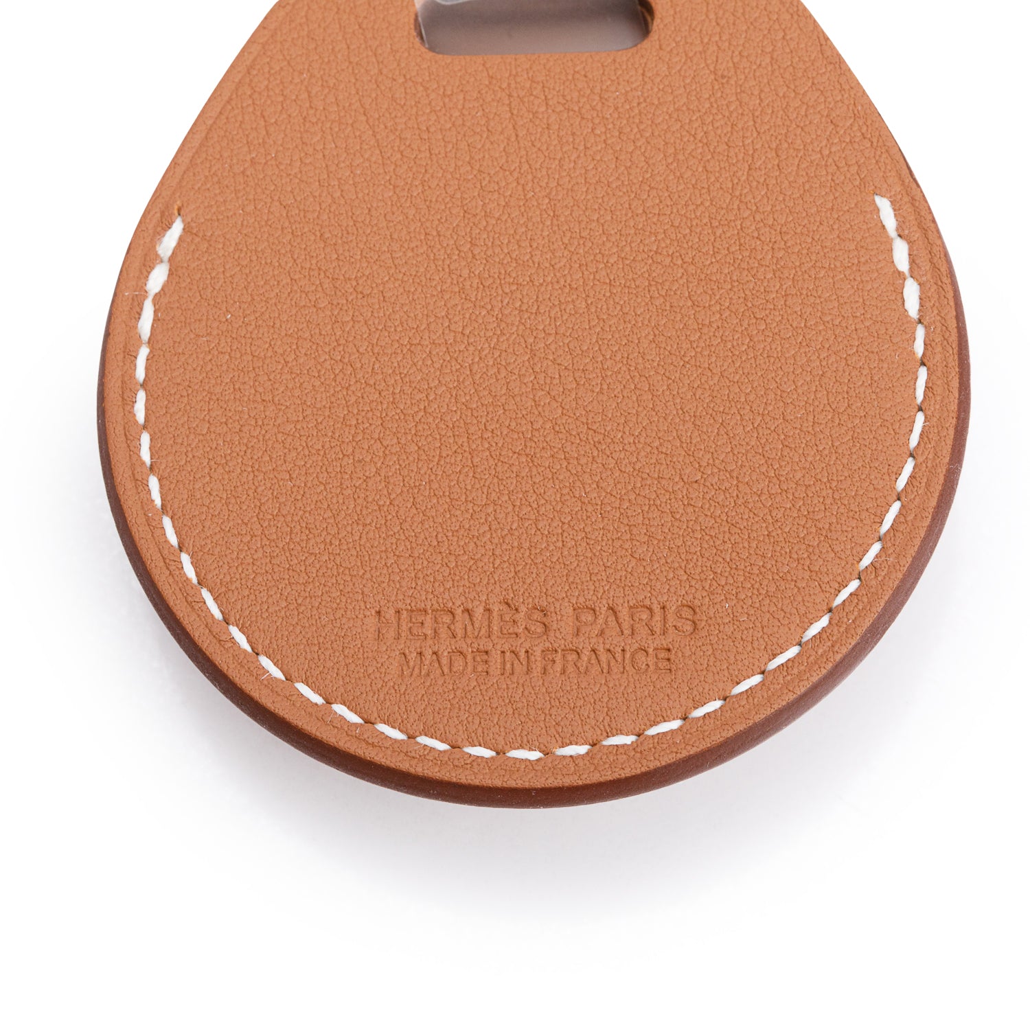 Hermes 2021 Gold Swift Calfskin Apple AirTag Key Ring w/ Box