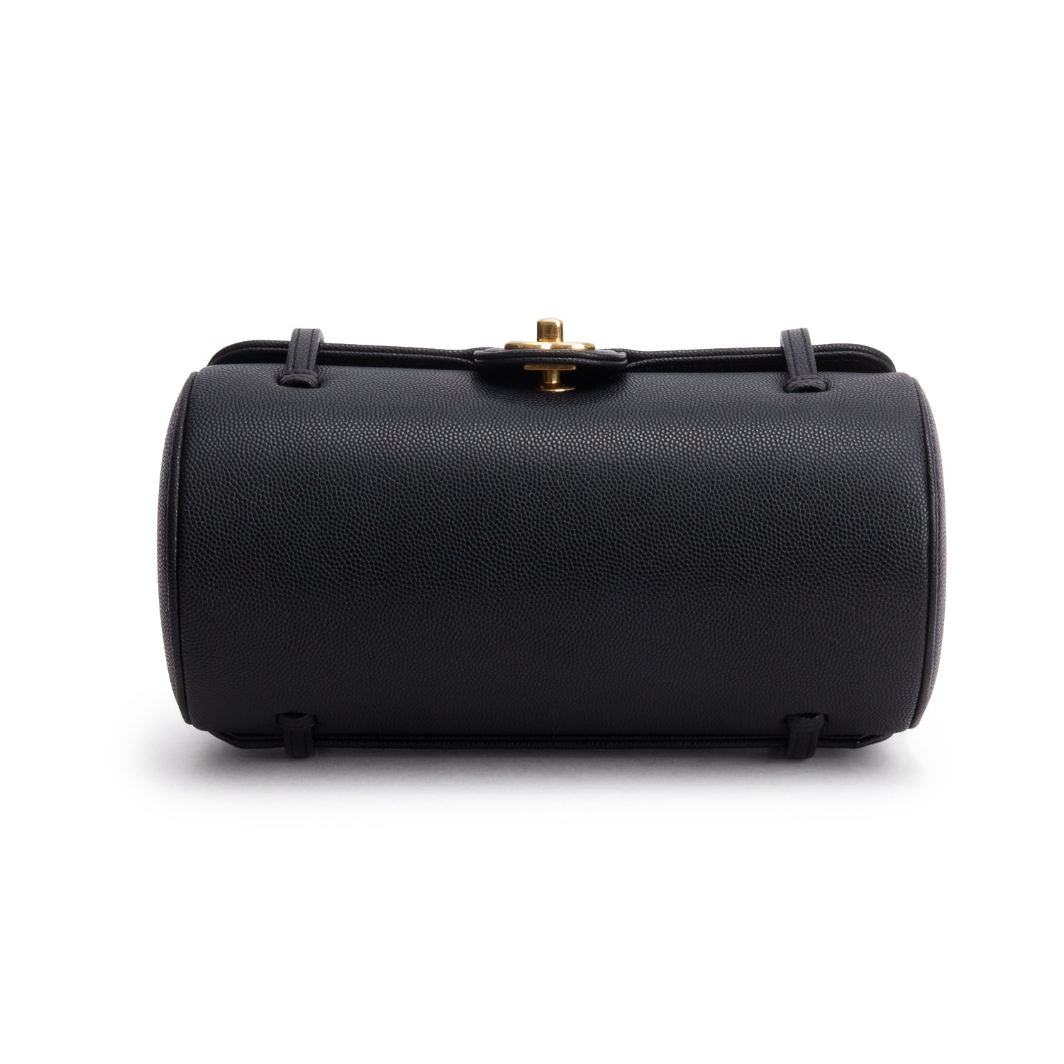 Chanel 2026 Black Shiny Caviar Preppy Coco Small Bowling Bag w/ Box & Receipt