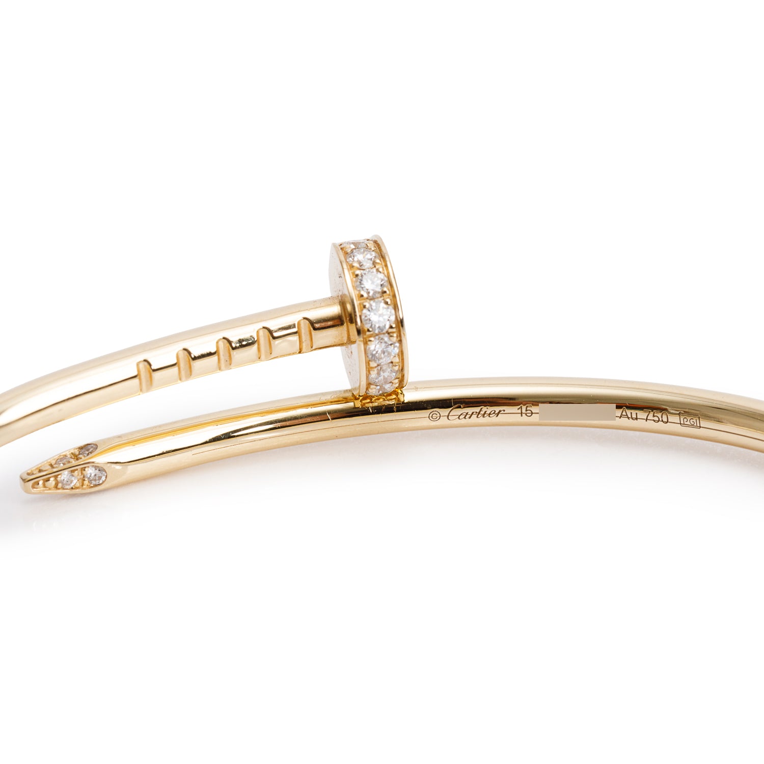 Cartier 2025 18k Yellow Gold Juste Un Clou Diamond Bracelet, Small Model, Size 15 w/ Box & Certificate