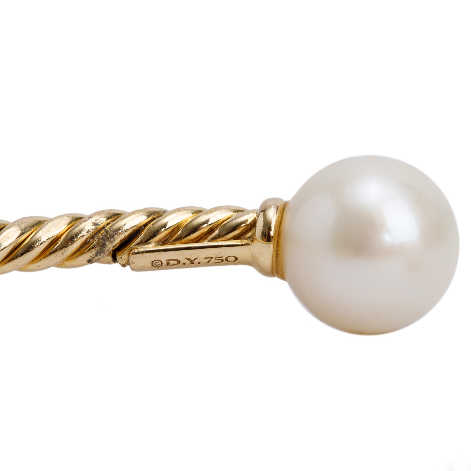 David Yurman 18k Yellow Gold Pearl Solari Cablespira 2.6 MM Bracelet w/ Box