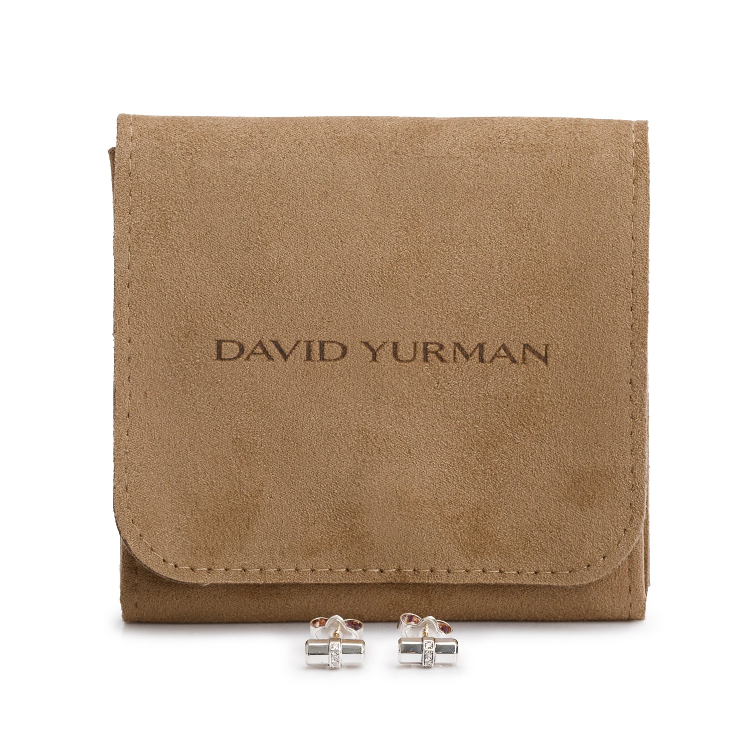 David Yurman Sterling Silver Diamond Lexington Stud Earrings