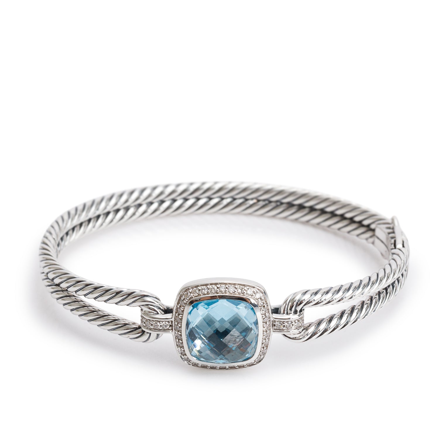 David Yurman Sterling Silver Topaz & Diamond Albion Cable Bracelet